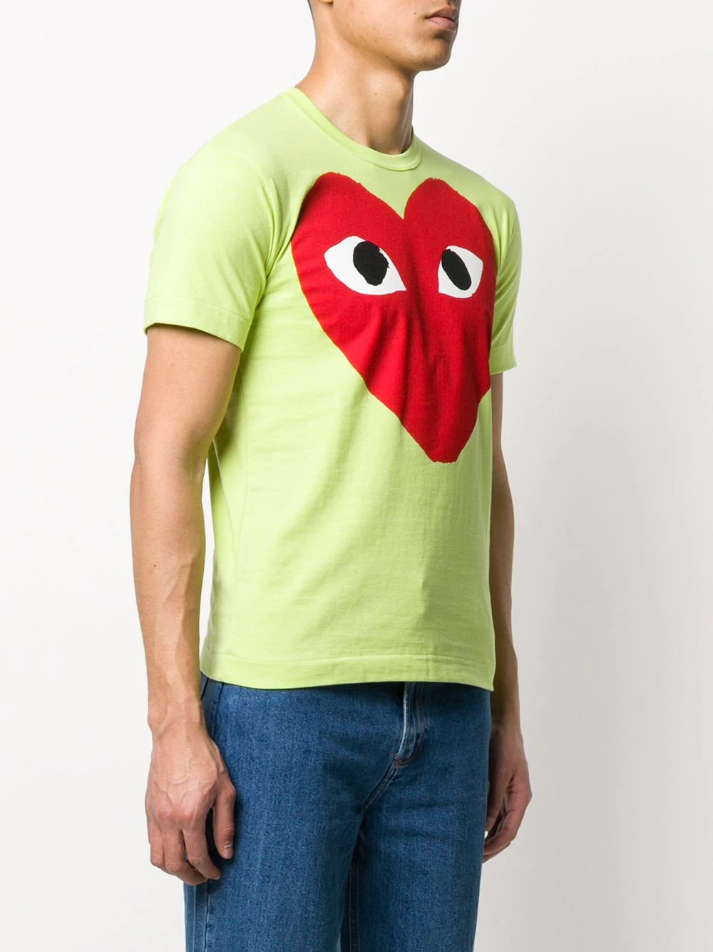 heart print round neck T-shirt - 3