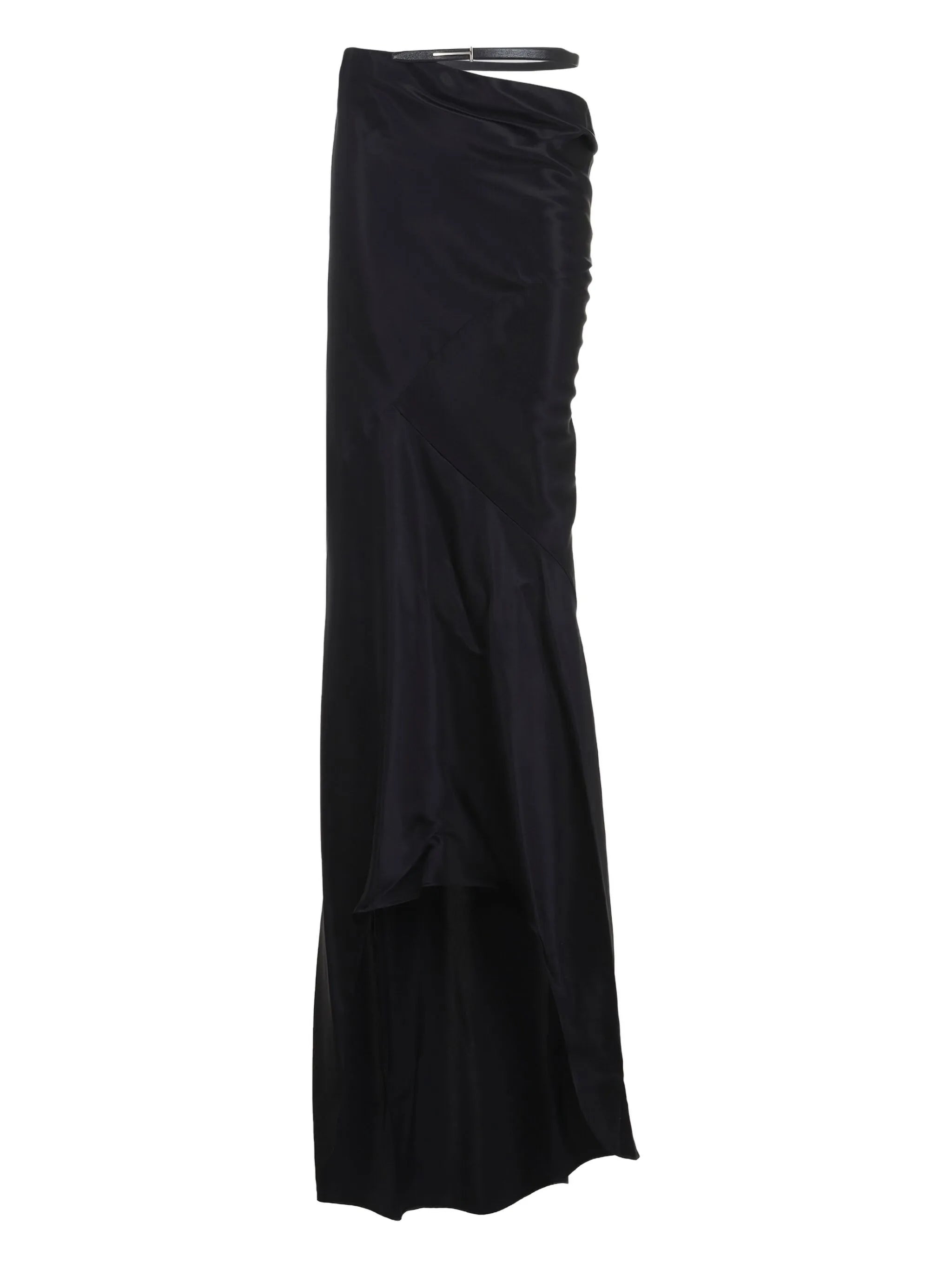 leather-belt draped skirt - 2