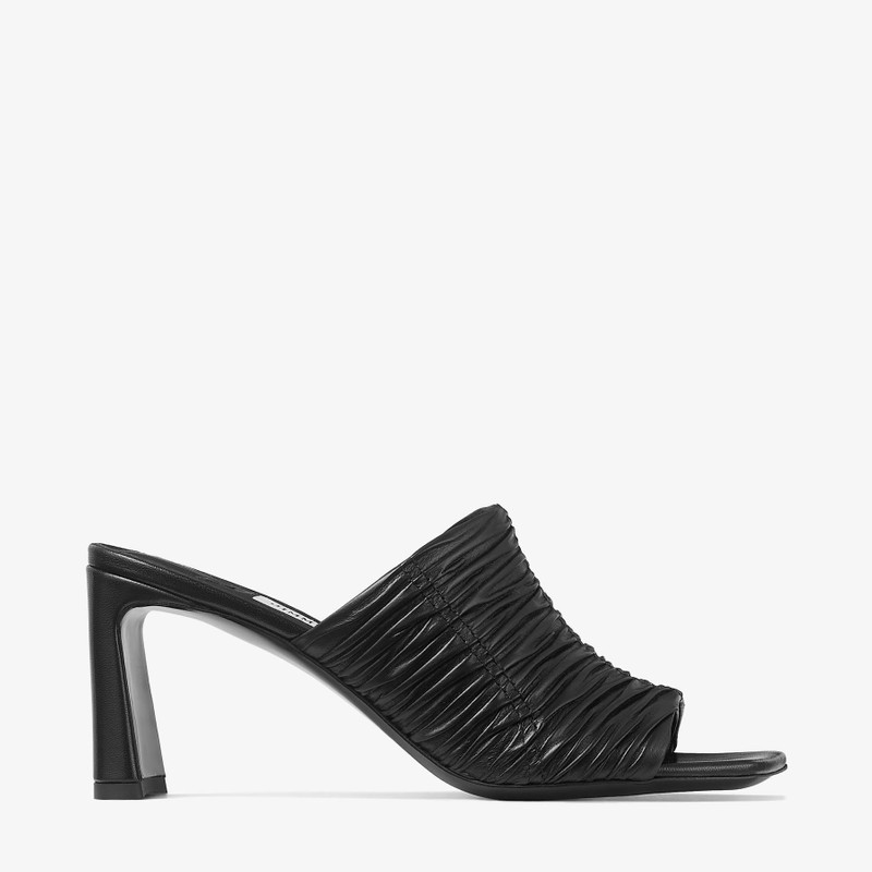 Lua Mule 75 Black Leather Mules 1