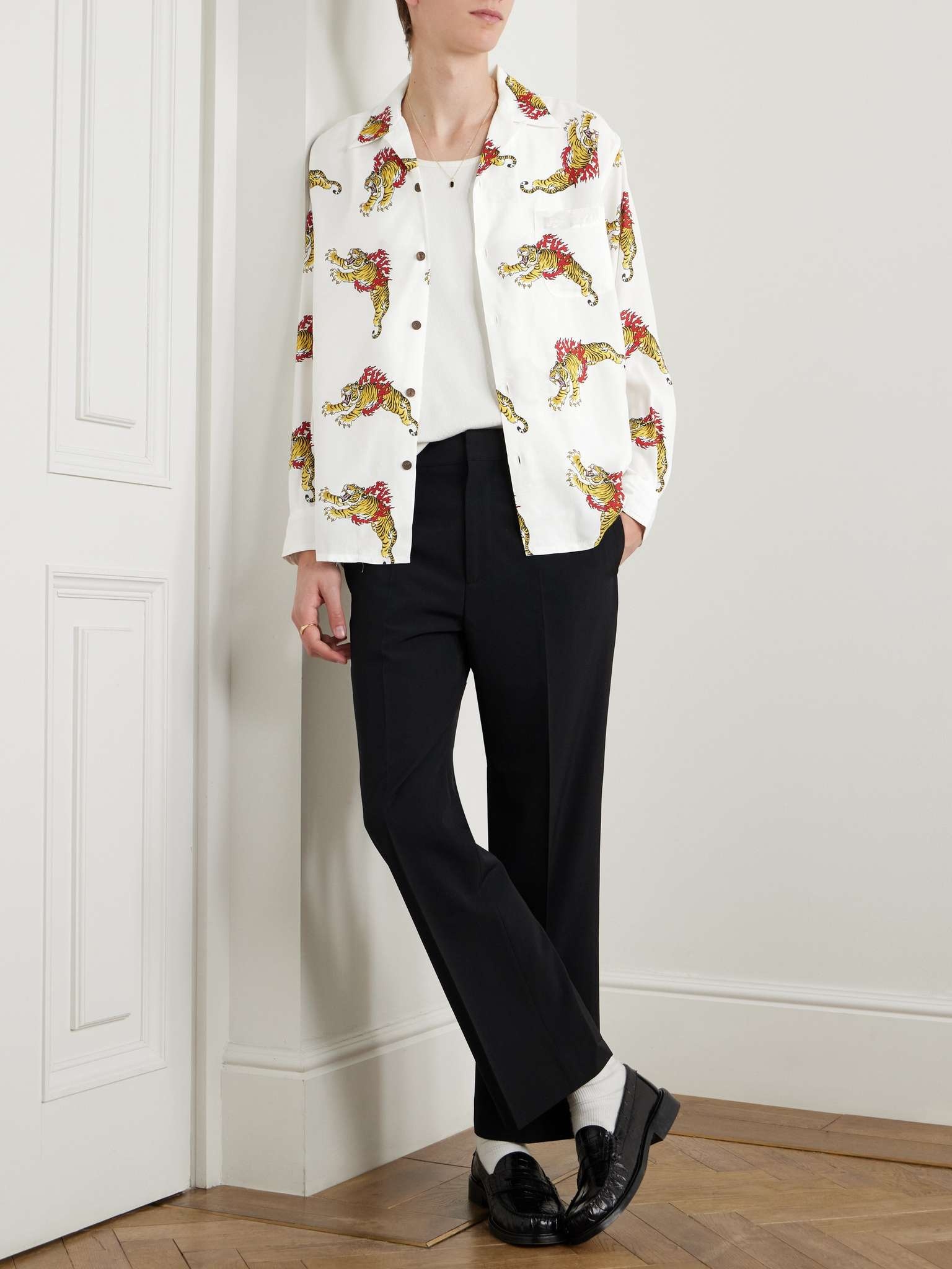 + Tim Lehi Convertible-Collar Printed Matte-Satin Shirt - 2