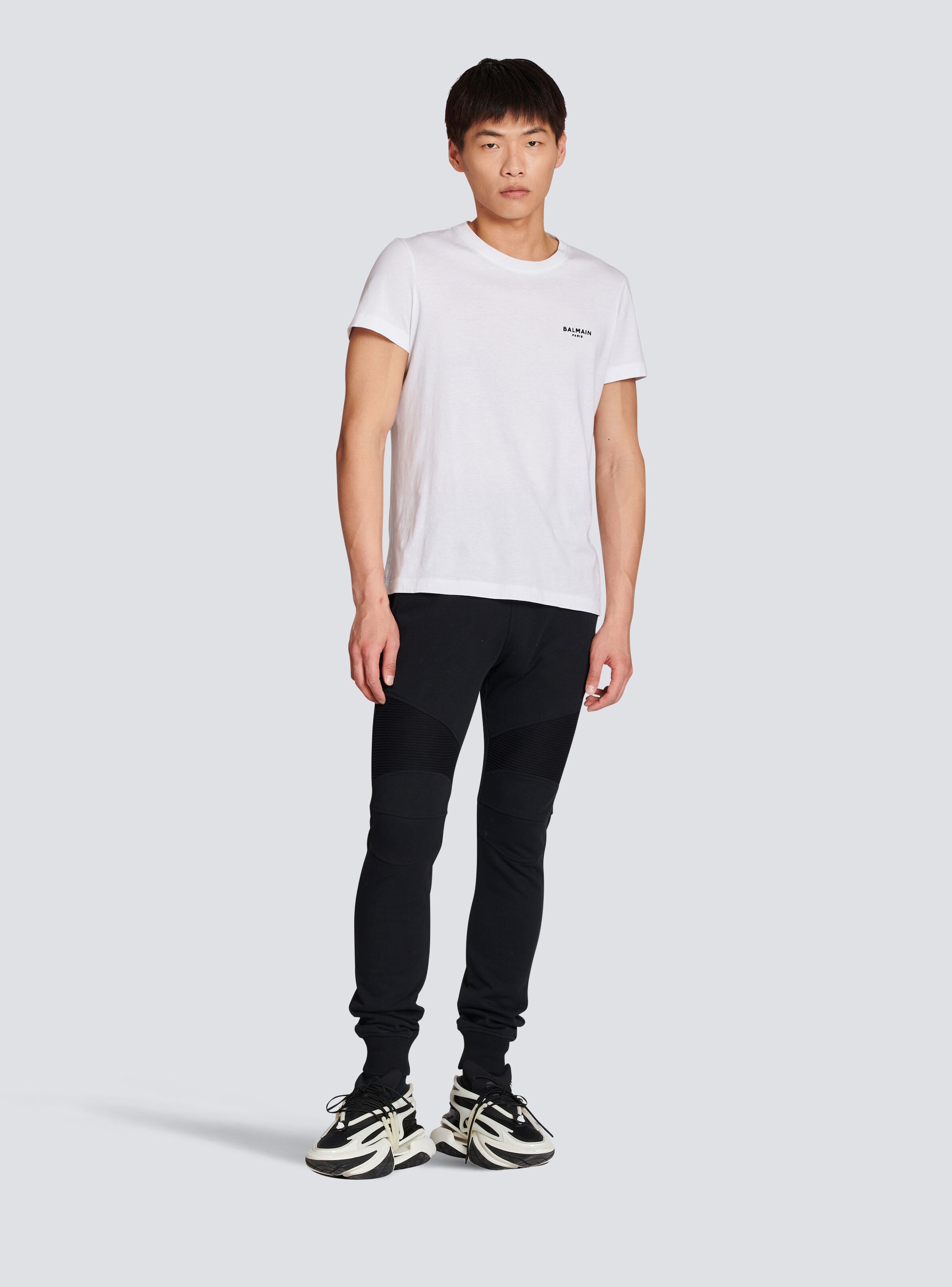 Cotton sweatpants with flocked Balmain Paris logo - 2