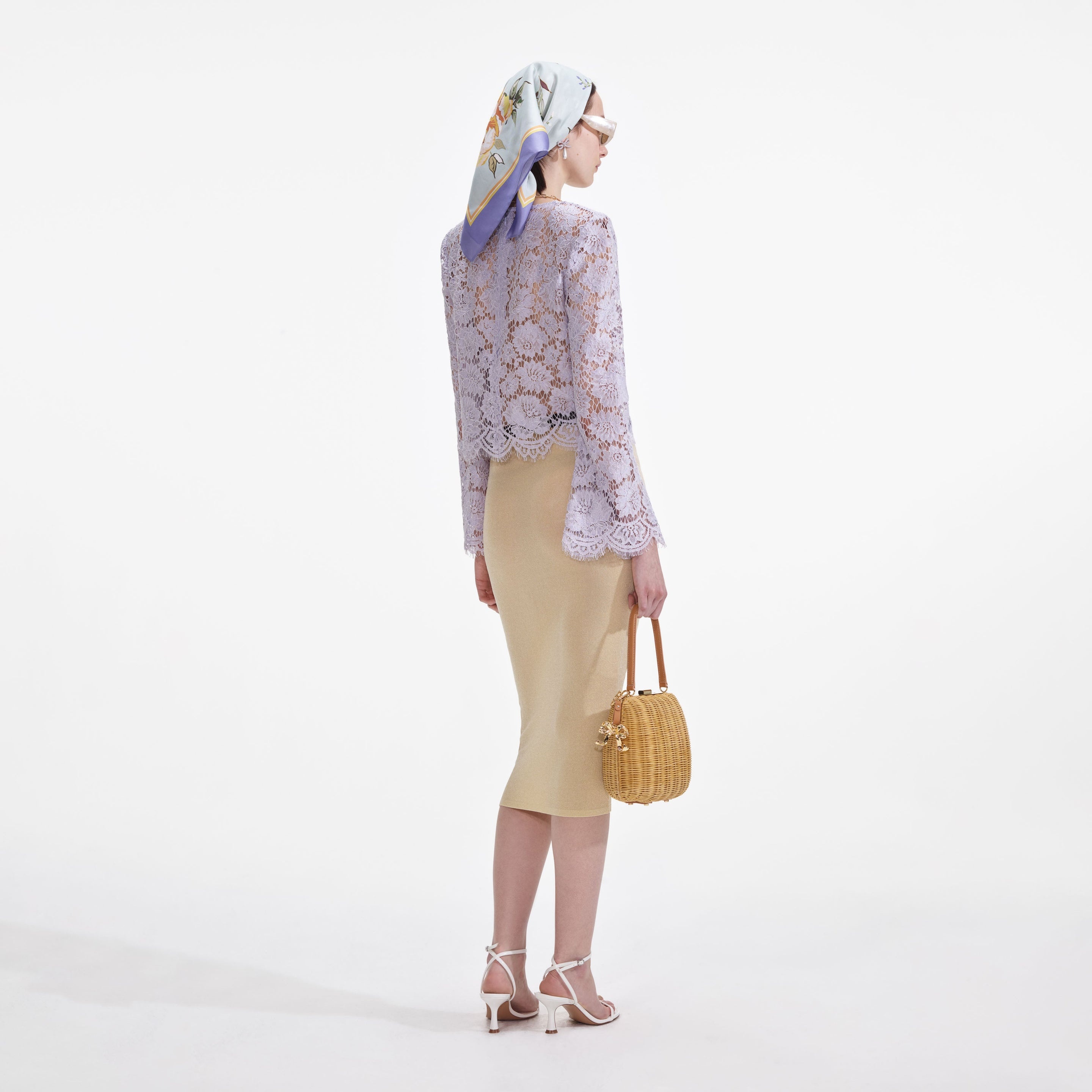 Yellow Viscose Knit Midi Skirt - 3