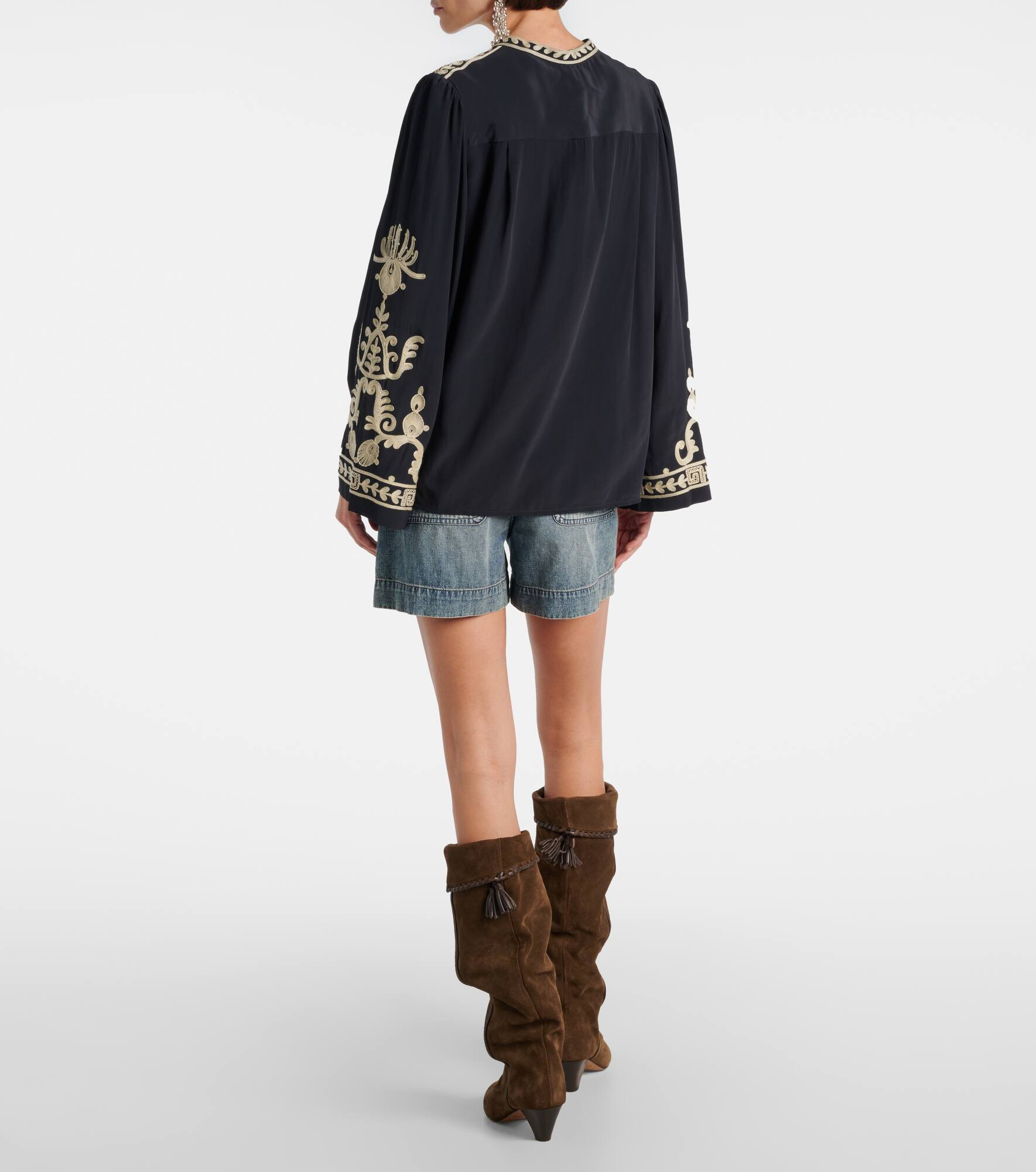 Falonne embroidered crêpe blouse - 3