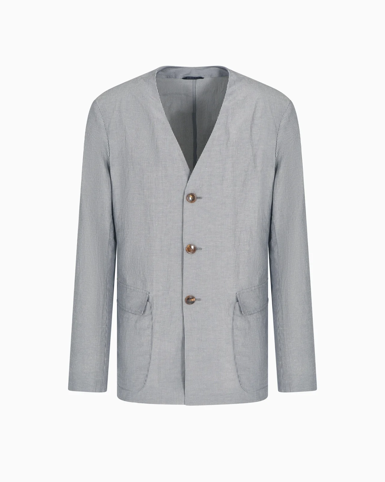 VISCOSE AND LINEN SINGLE-BREASTED JACKET - 1