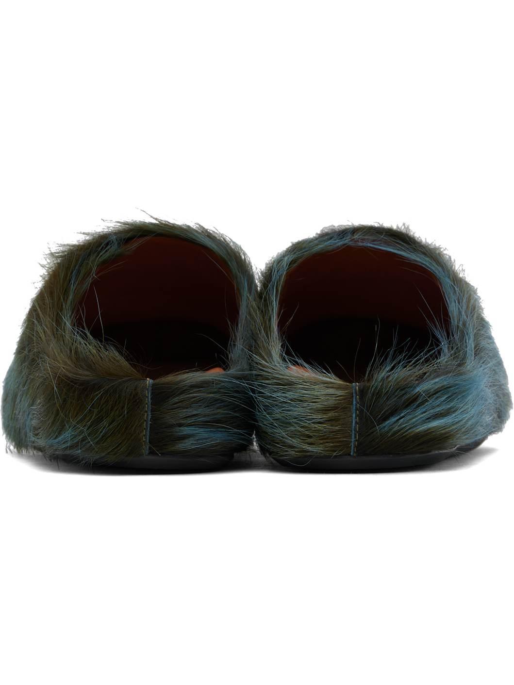 Blue Long Hair Calfskin Fussbett Sabot Loafers - 2
