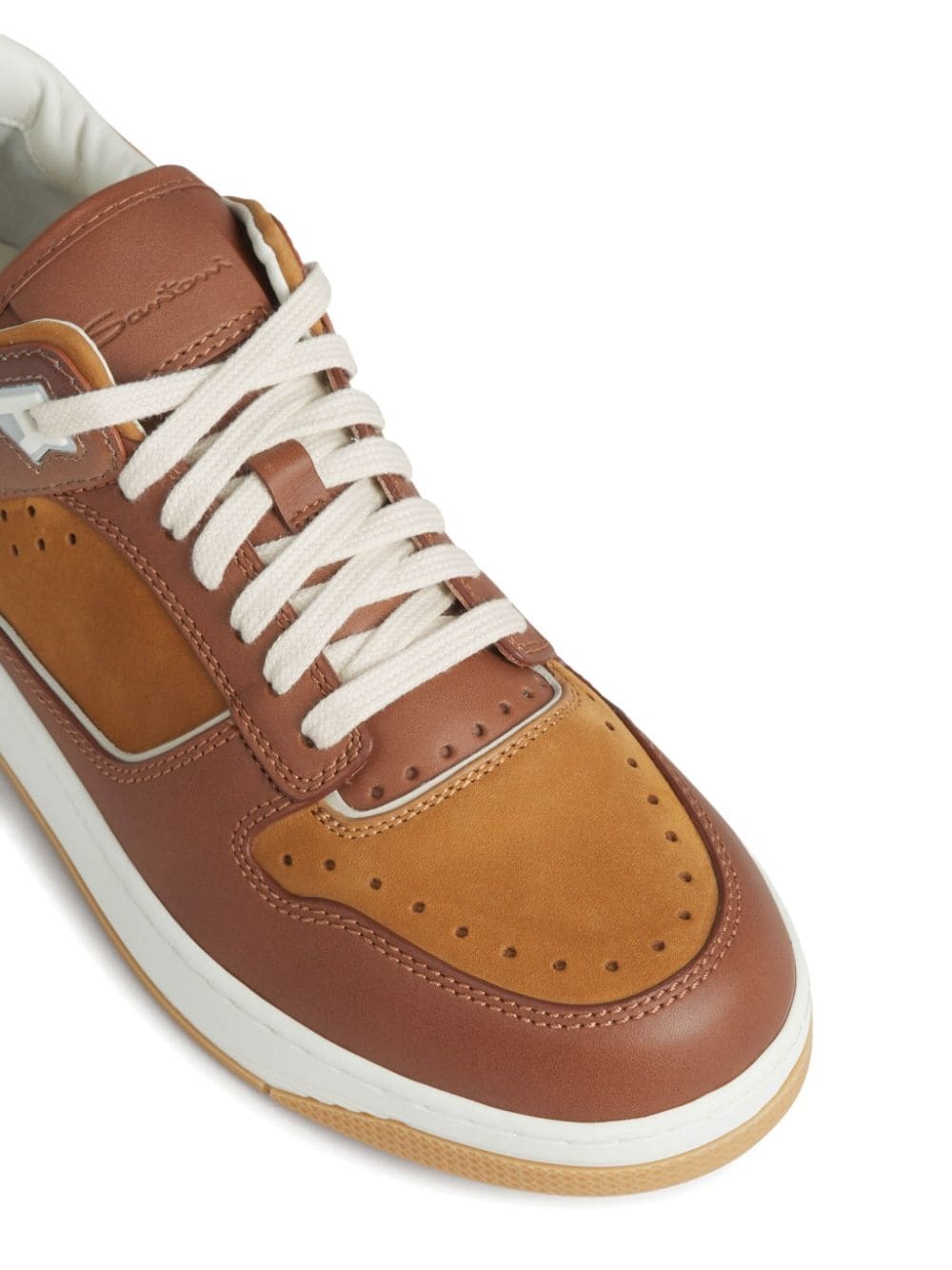 panelled leather sneakers - 5