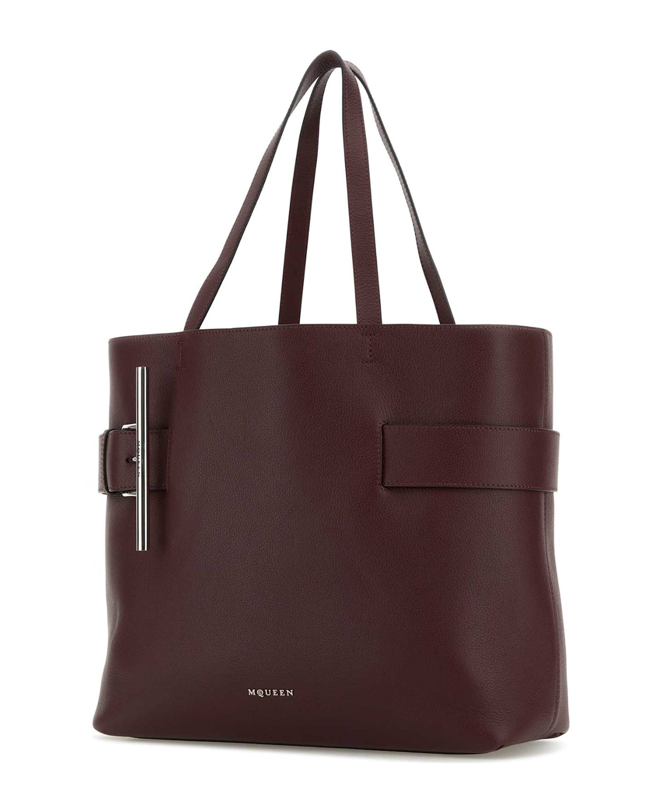 Tyrian Purple Leather T-bar Shopping Bag - 2