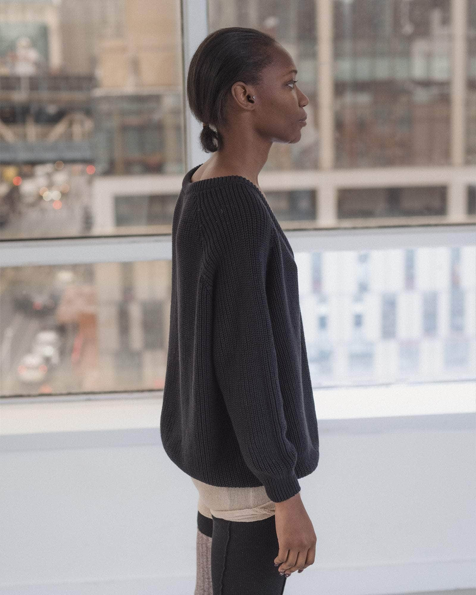 Danube V Neck Sweater - Organic Cotton Knit - 3
