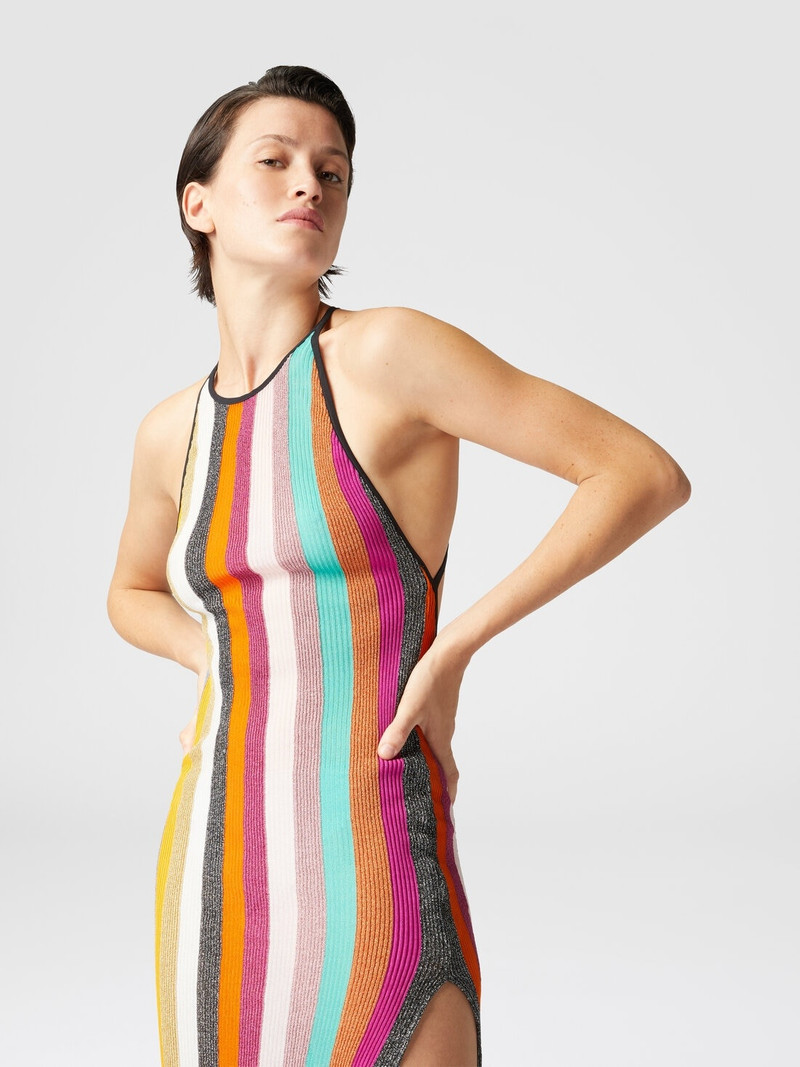 긴 드레스 에 striped ribbed 니트 lamé 4