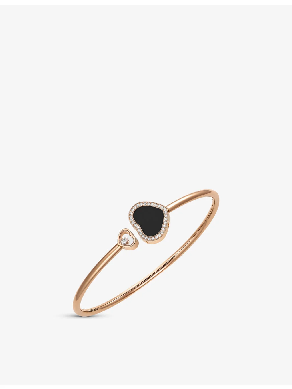 Happy Hearts 18ct rose-gold, 0.19ct round-cut diamond and onyx bangle bracelet - 1