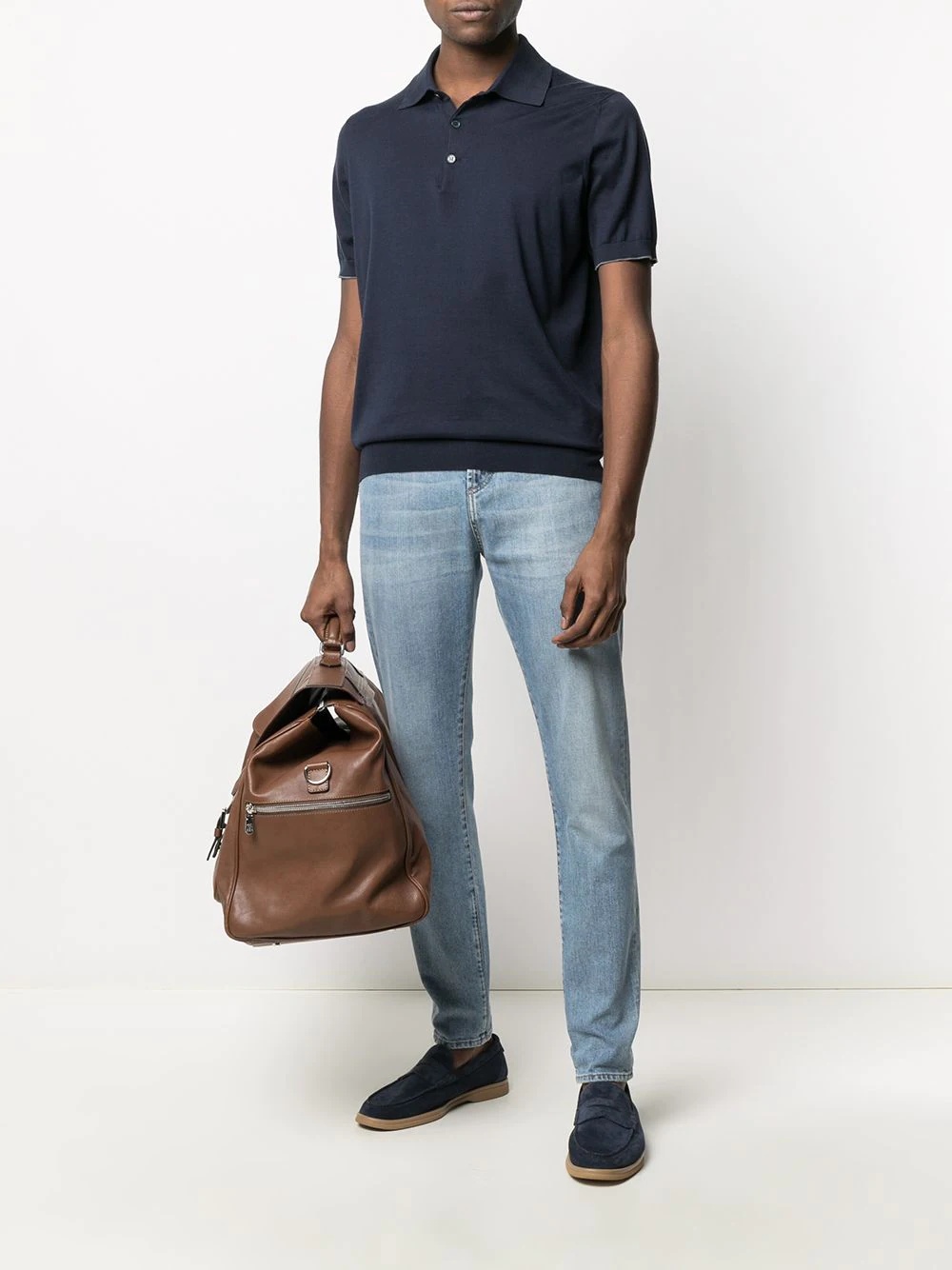 fine knit short-sleeved polo shirt - 2
