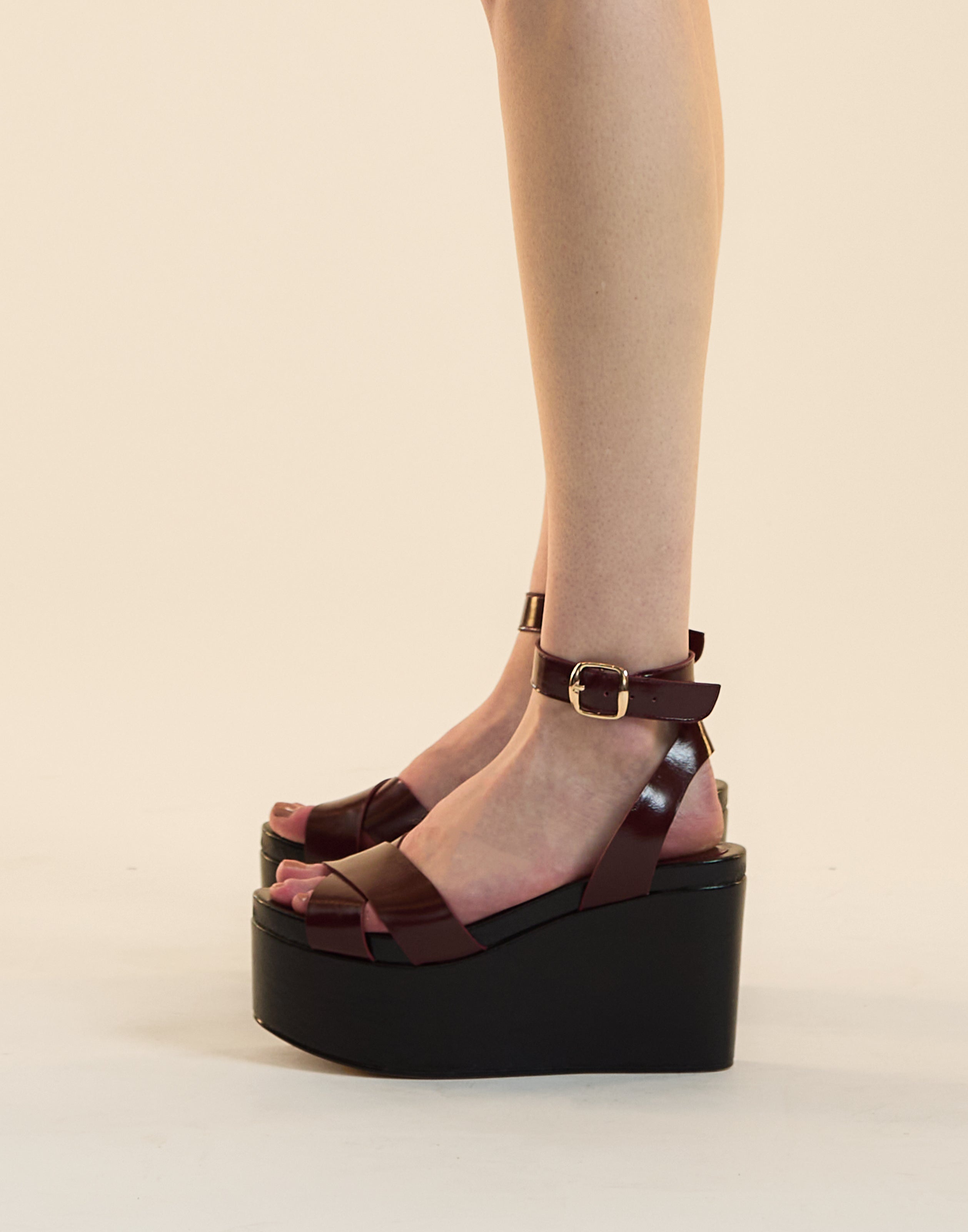 Chloe Leather Wedge Sandals - 3