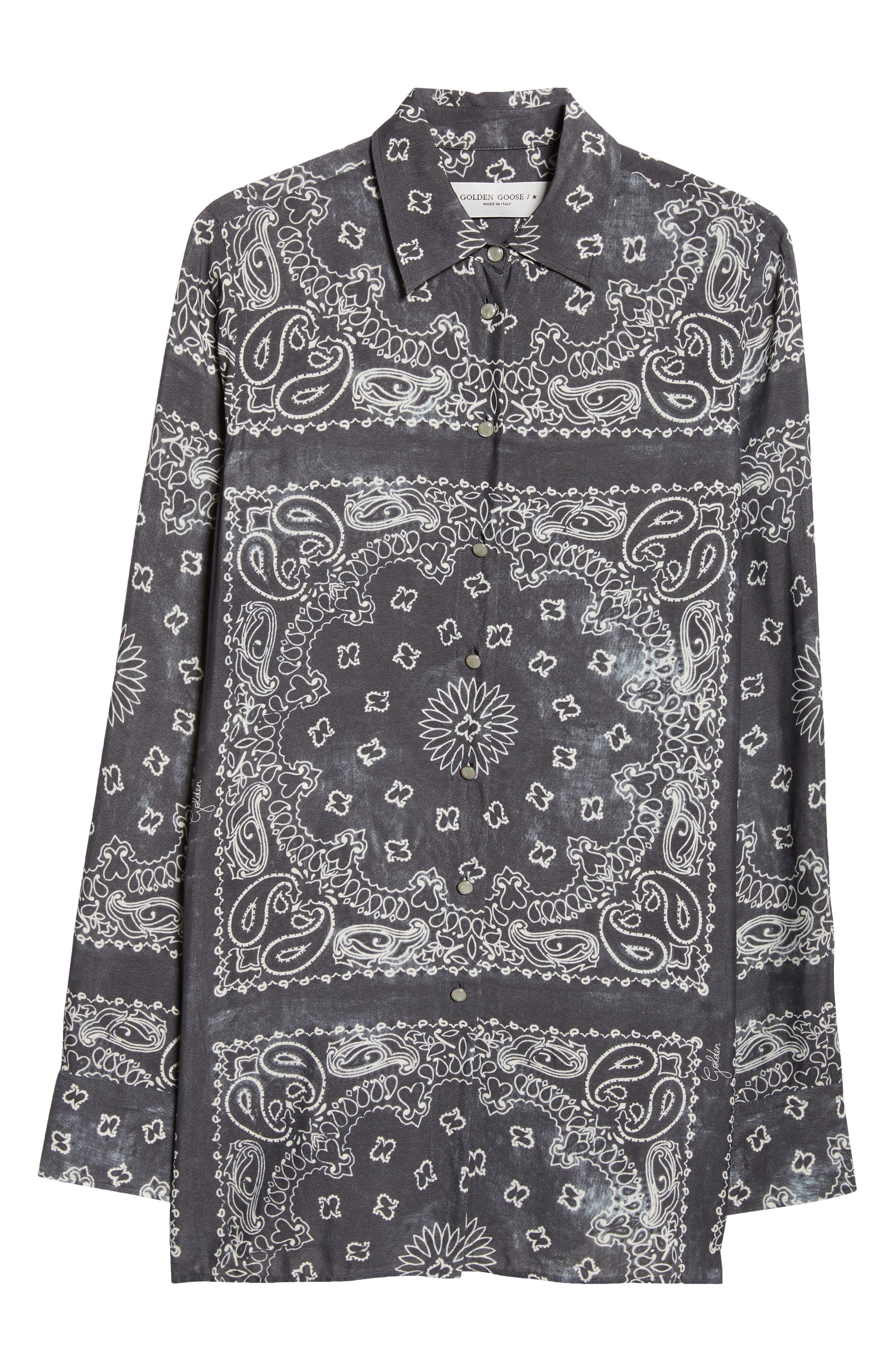 Paisley Print Oversize Button-Up Pajama Shirt - 6
