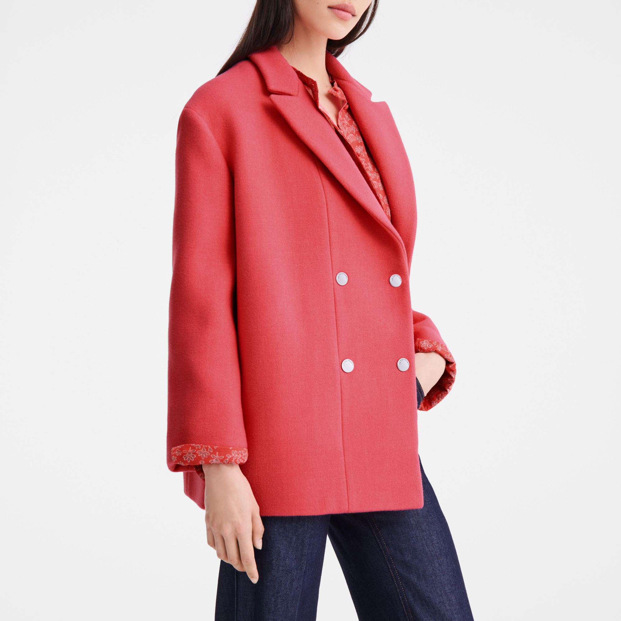 Straight peacoat Blush - Wool broadcloth - 4