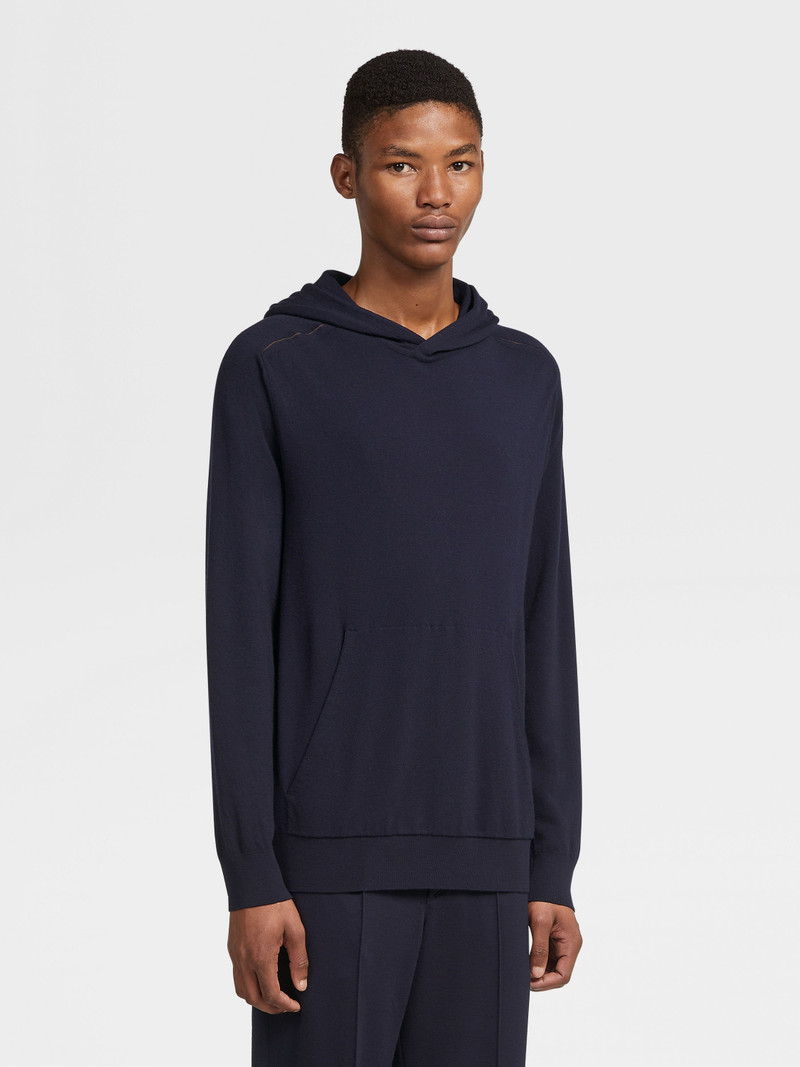 ZEGNA NAVY BLUE 12MILMIL12 WOOL HOODIE outlook