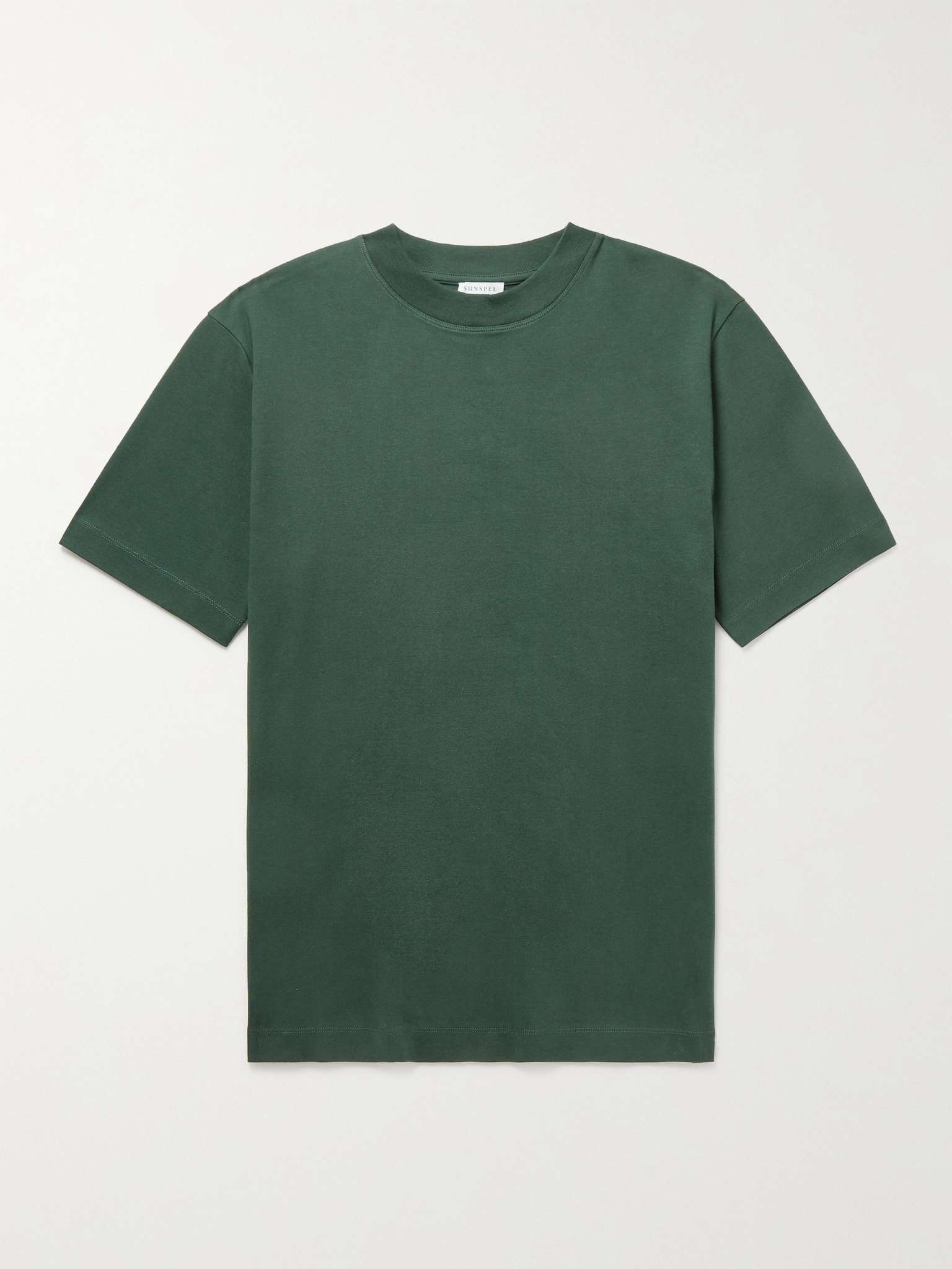 Brushed Cotton-Jersey Mock-Neck T-Shirt - 1