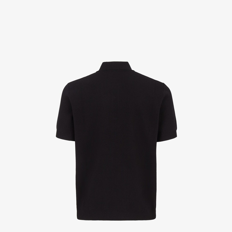 FENDI Black knit polo shirt outlook
