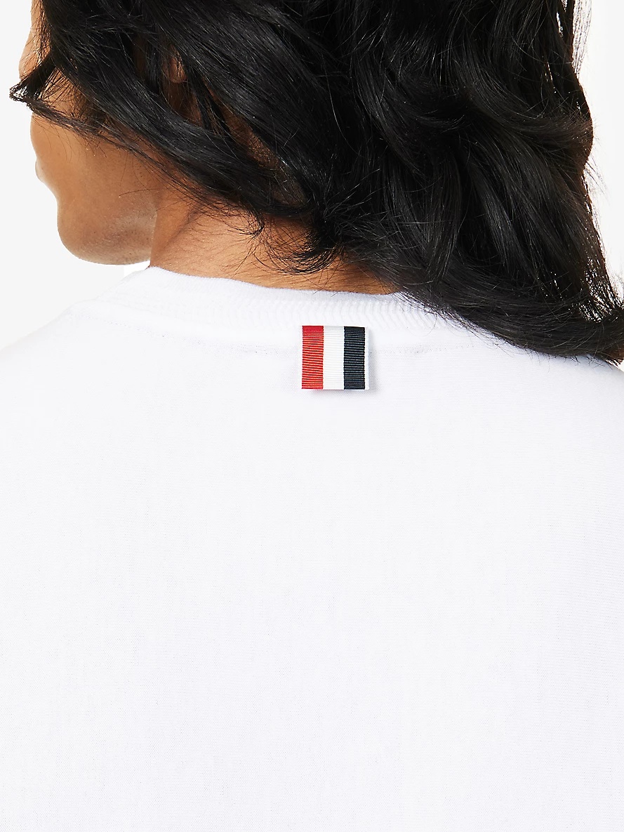 Brand-stripe crewneck cotton-jersey T-shirt - 5
