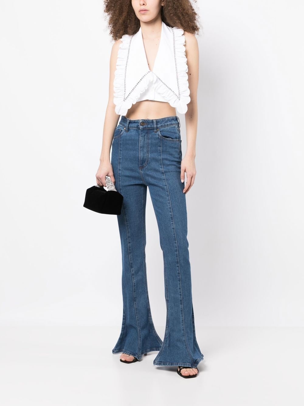 crystal-embellished cropped top - 2