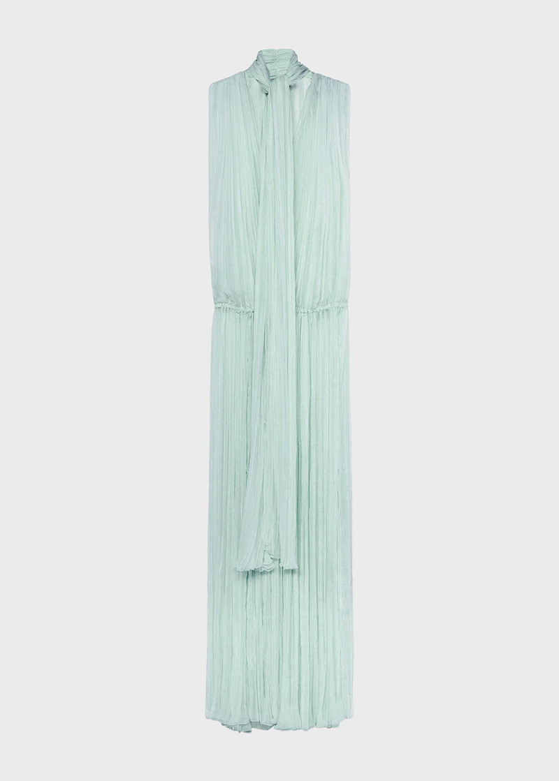 PLEATED DRESS IN SILK CHIFFON WITH SCARF 1