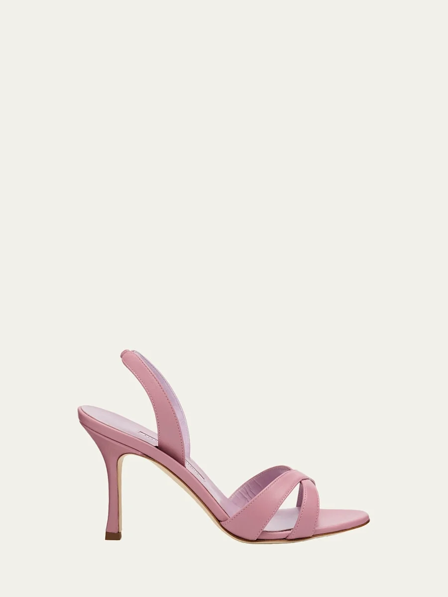 90mm Callasli Crossover Leather Slingback Sandals - 1