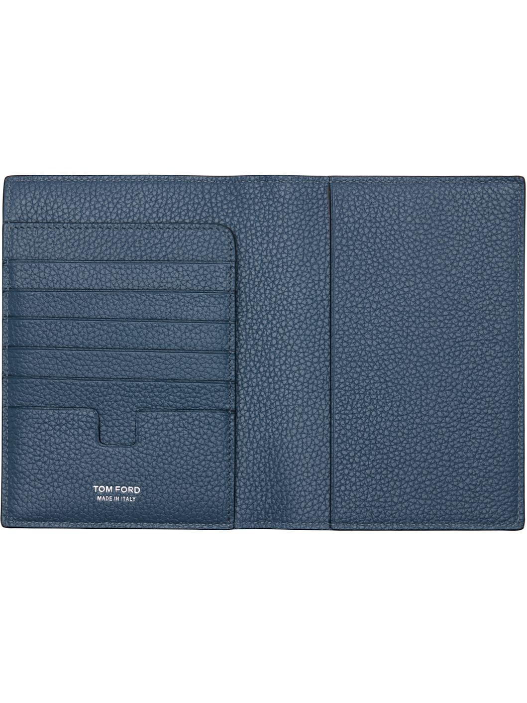 Blue Soft Grain Leather T Line Passport Holder - 3
