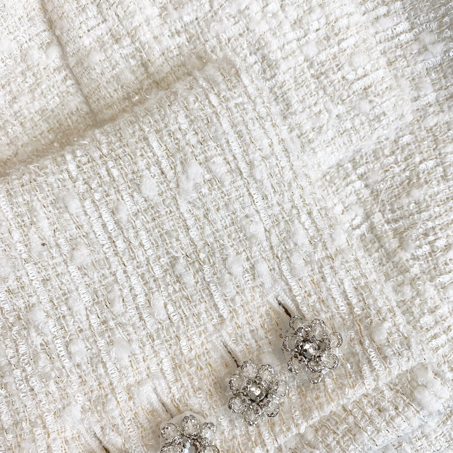 White Boucle Crop Jacket - 6