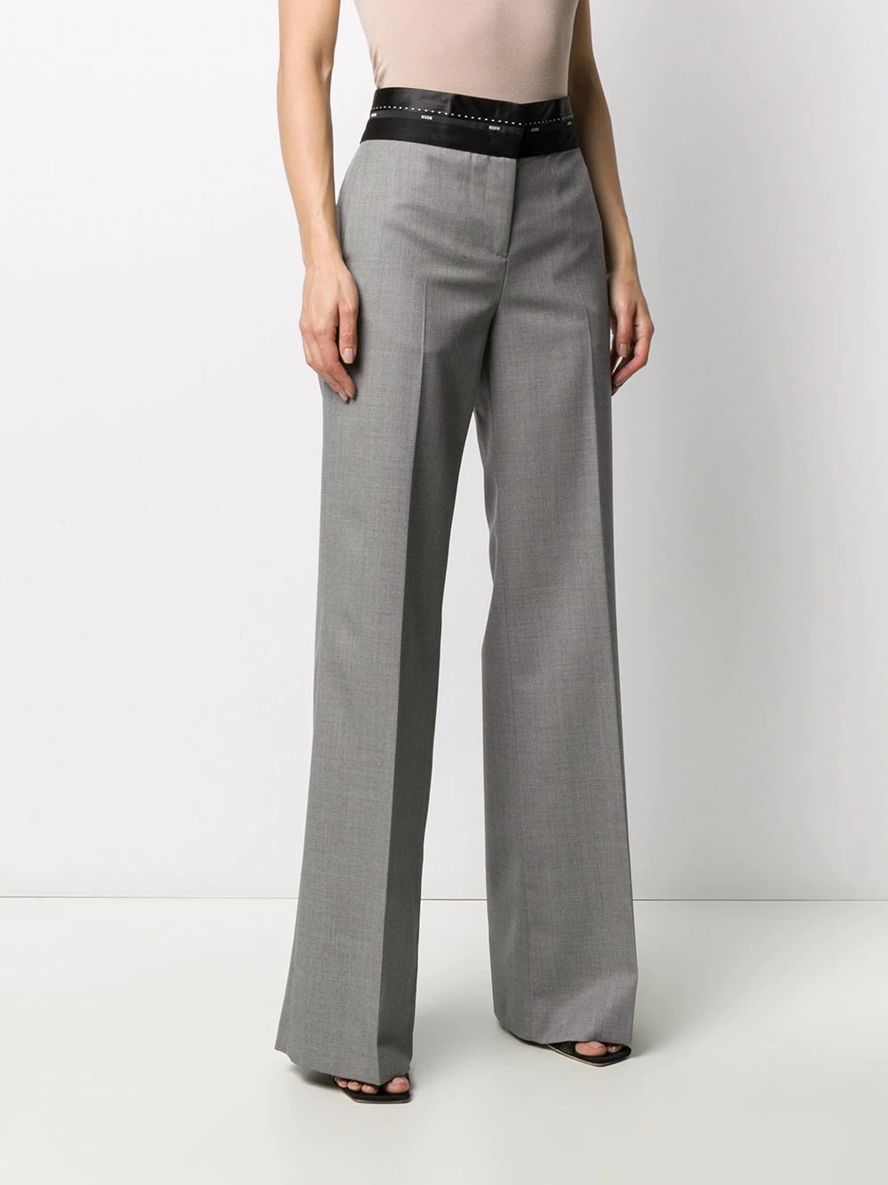 logo waistband flared trousers - 3