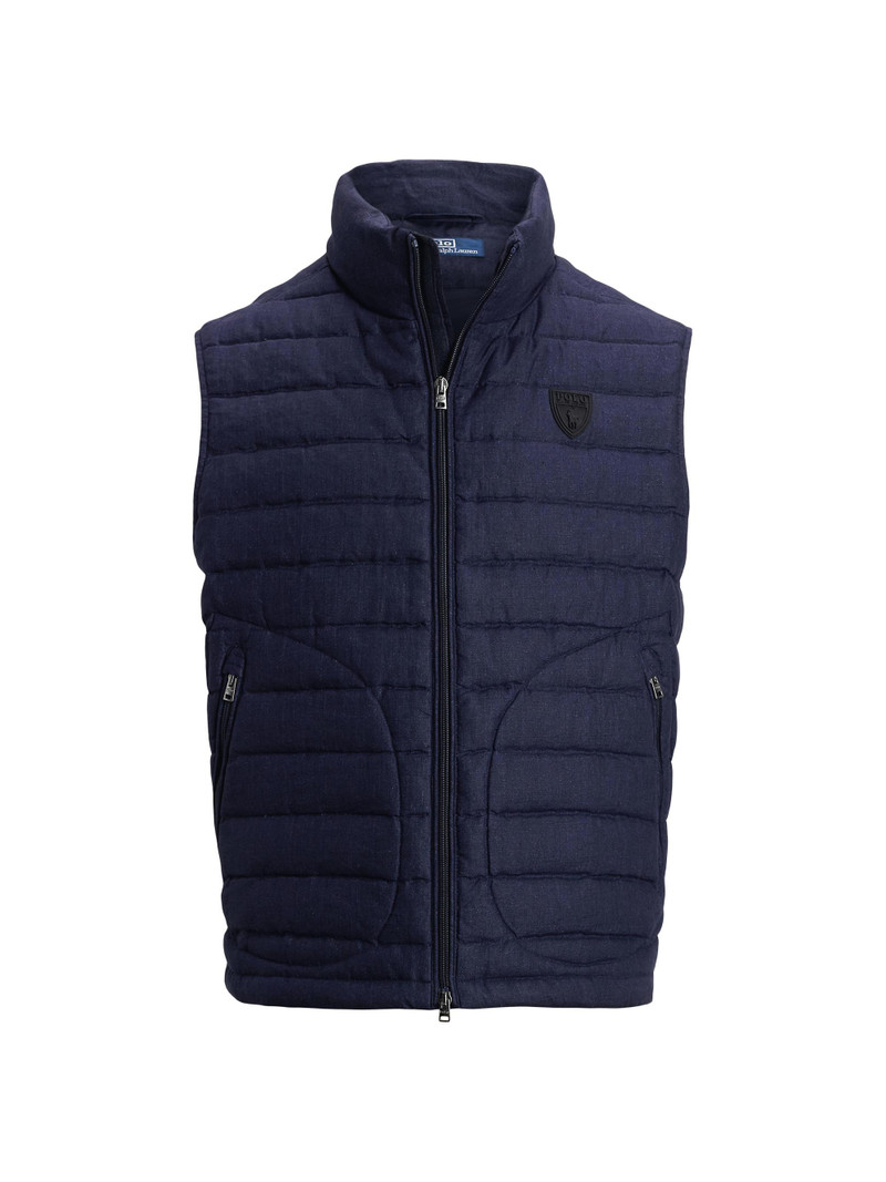 Men's Quilted Linen Down Vest - Collection Navy 1