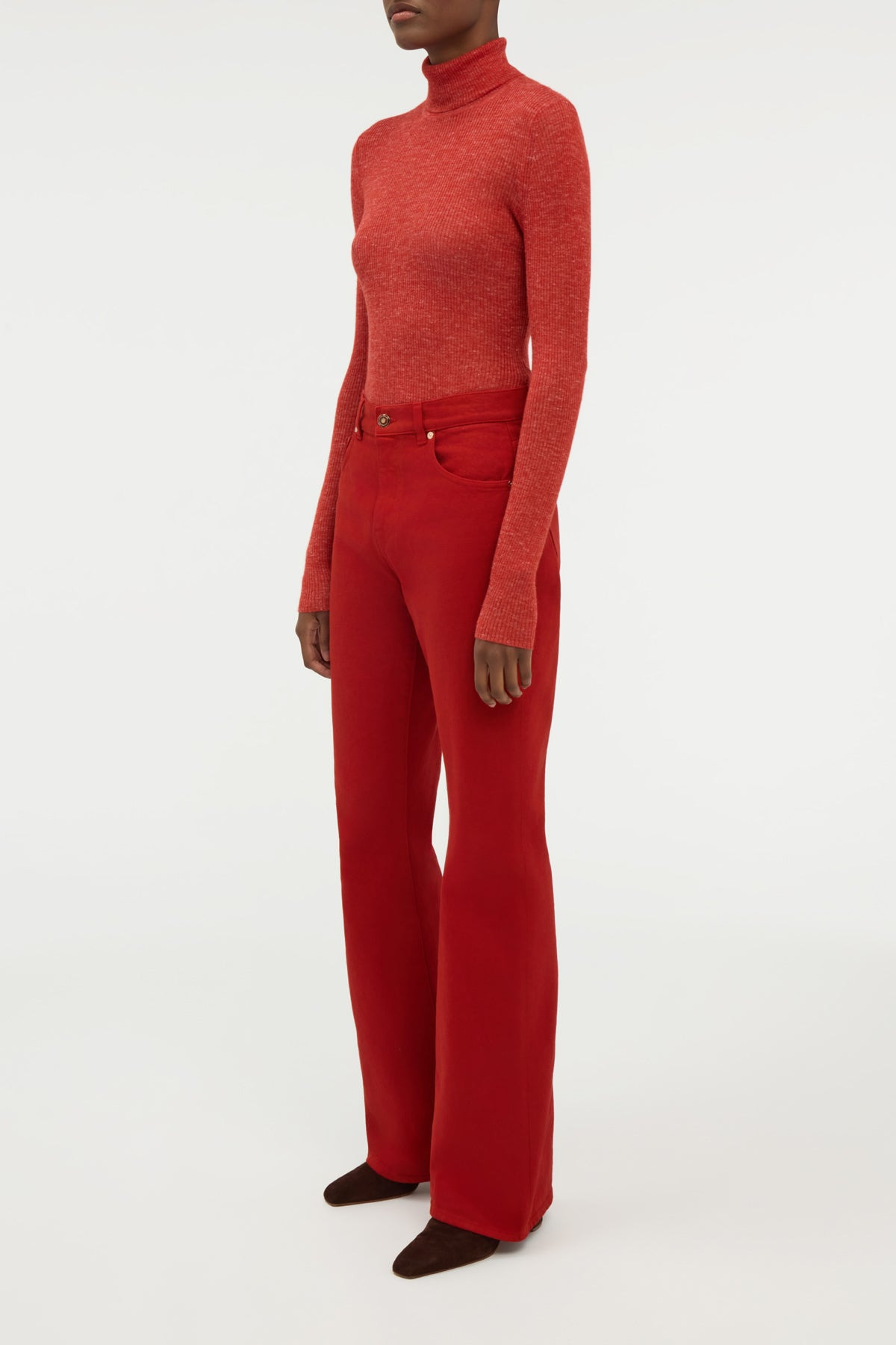 Aldona Knit Turtleneck in Antelope Orange Cashmere Silk with Hemp - 5