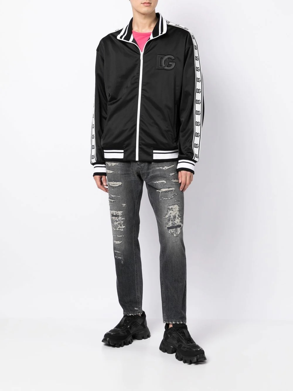 logo panel bomber jacket - 2