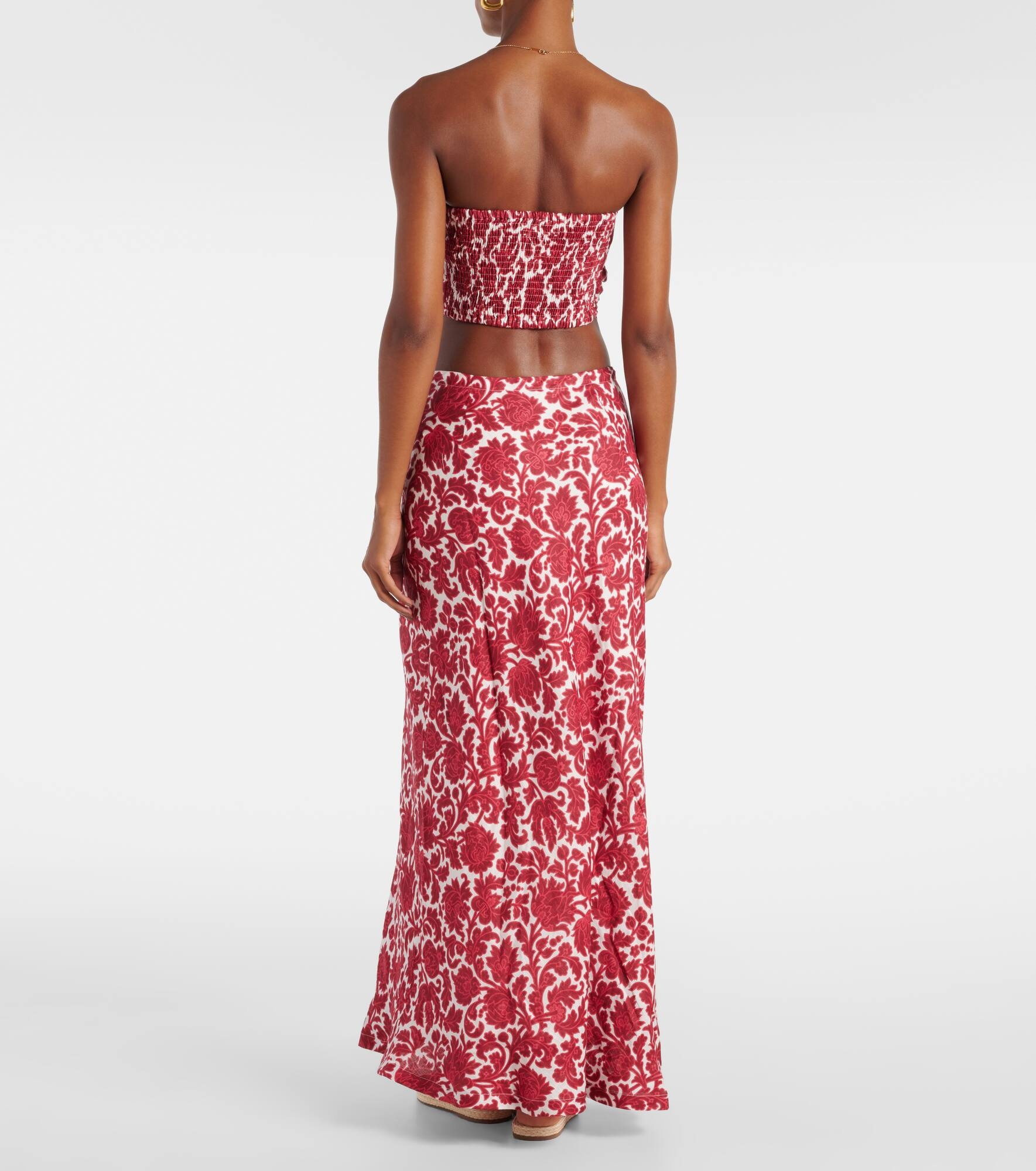 Antibes printed linen maxi skirt - 3