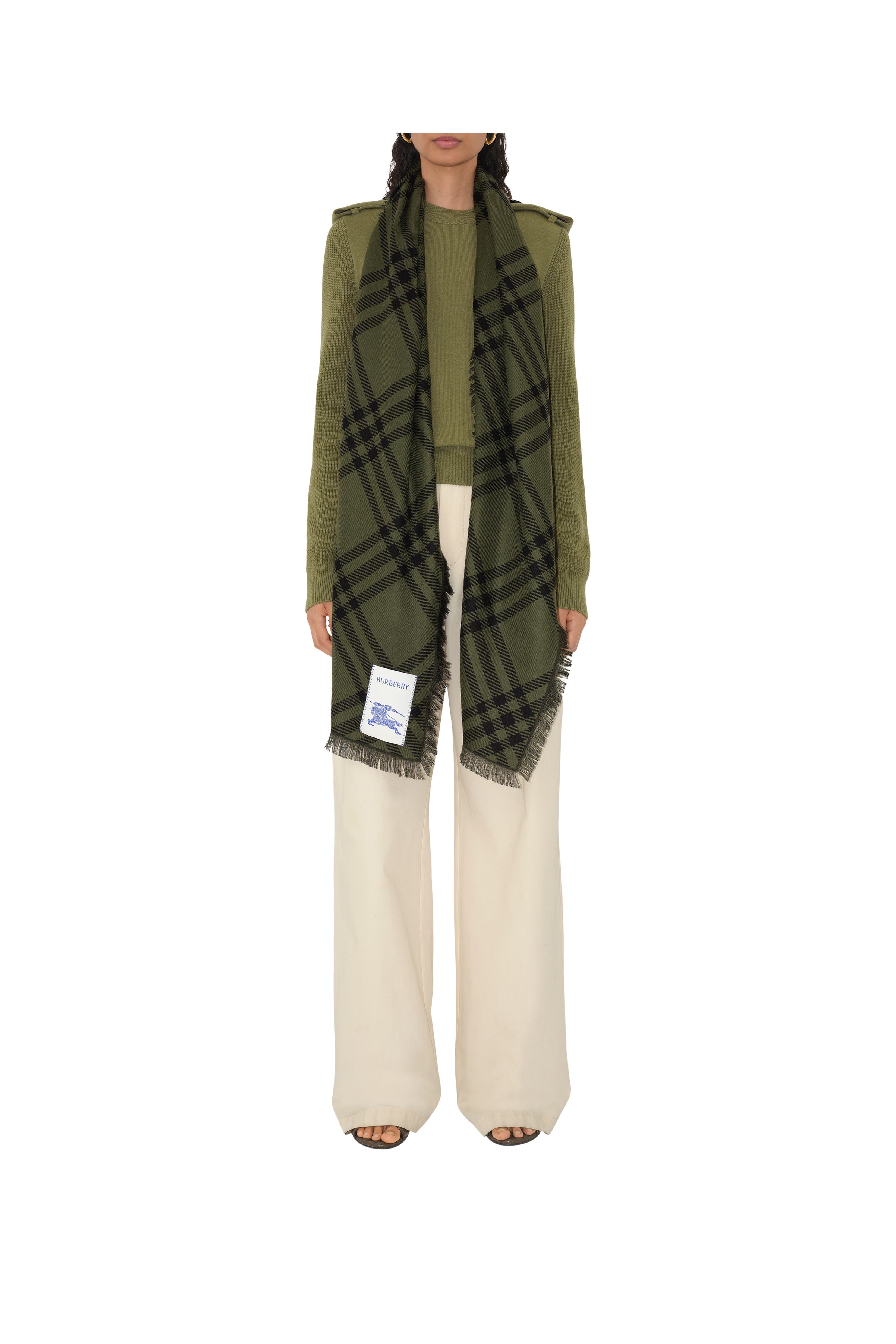 burberry Wide Check Wool Silk Scarf in Shrub/black at Nordstrom - 2