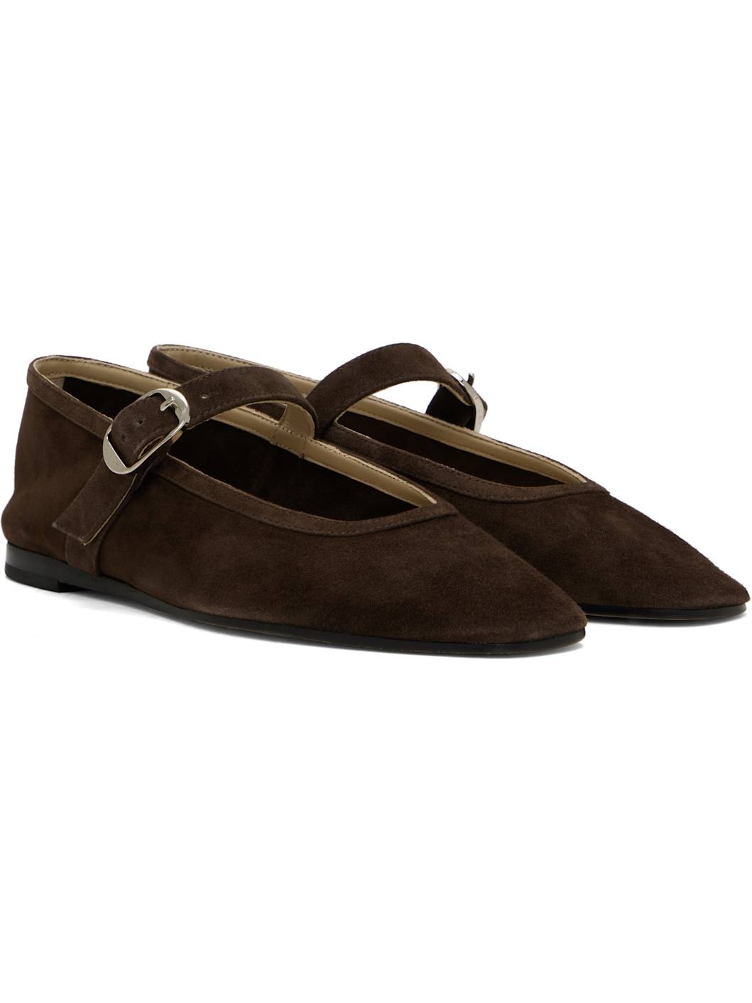Brown Mary Jane Ballerina Flats - 4