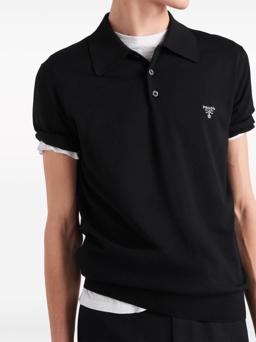 logo-embroidered wool polo shirt - 4