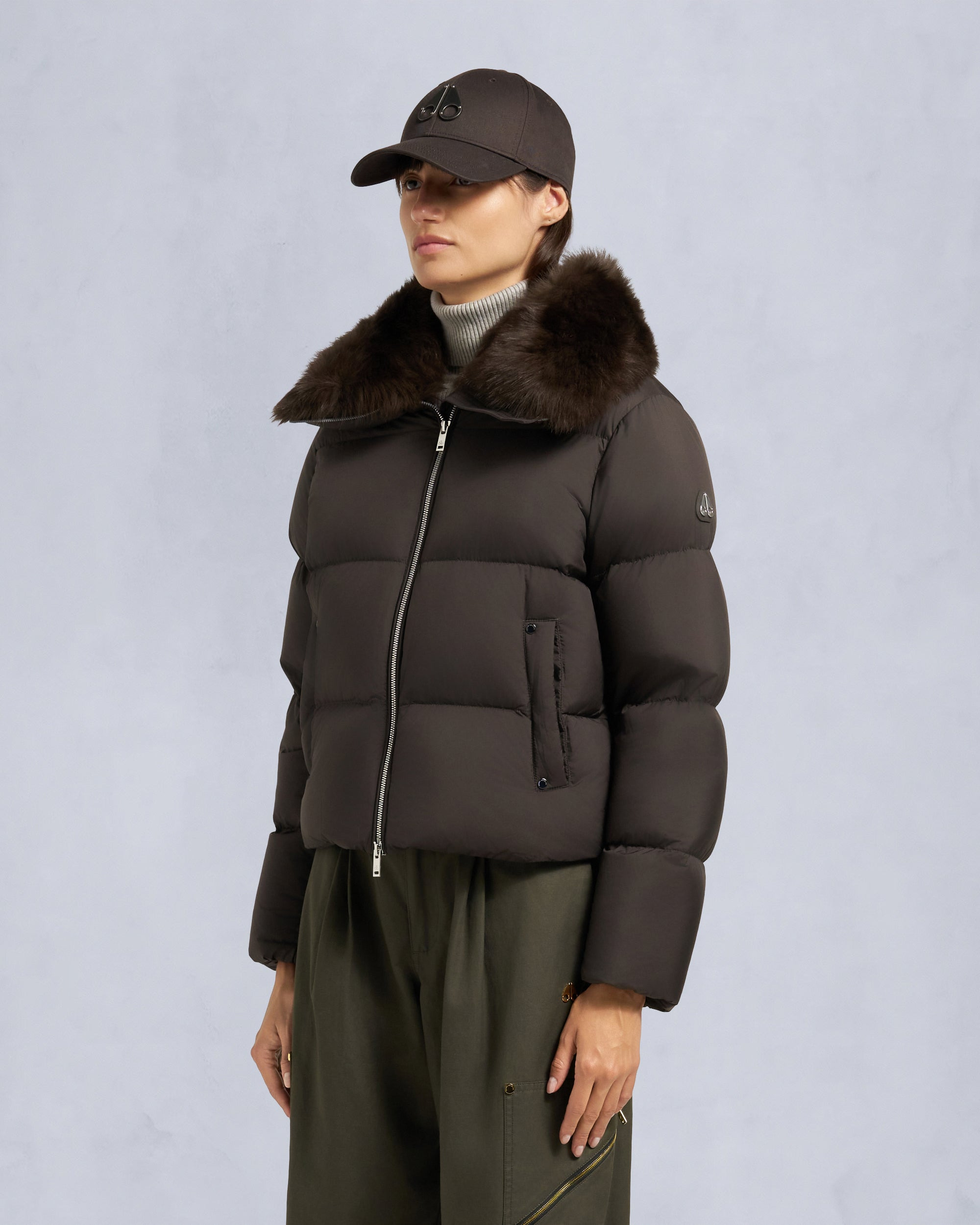 BELLE DUNE SHORT SHEARLING TRIM PUFFER - 3
