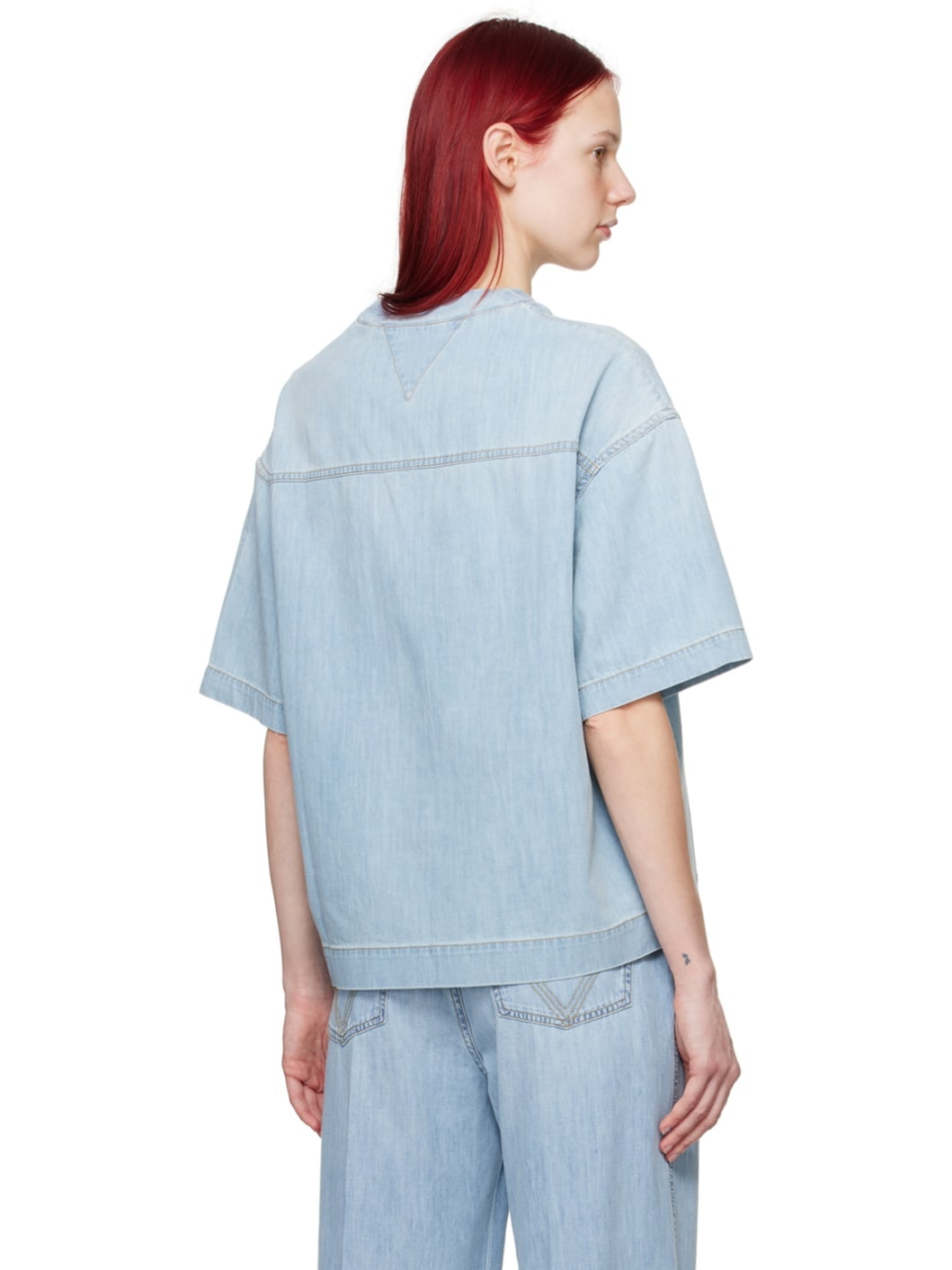 Blue Bleached Denim Shirt - 3
