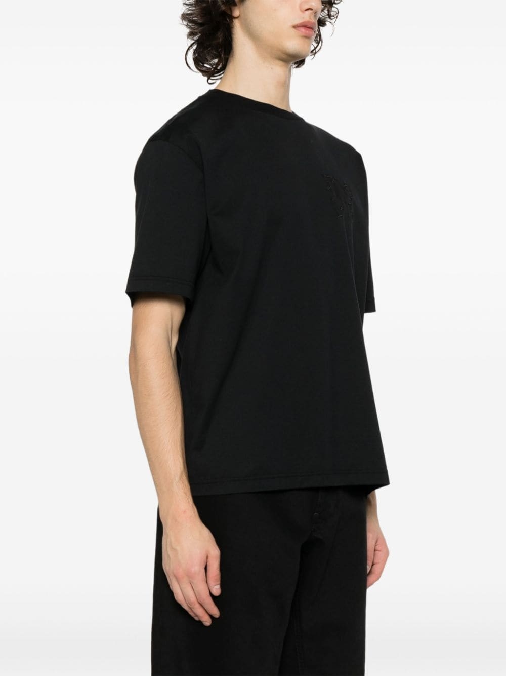 Monogram-embroidered cotton T-shirt - 3