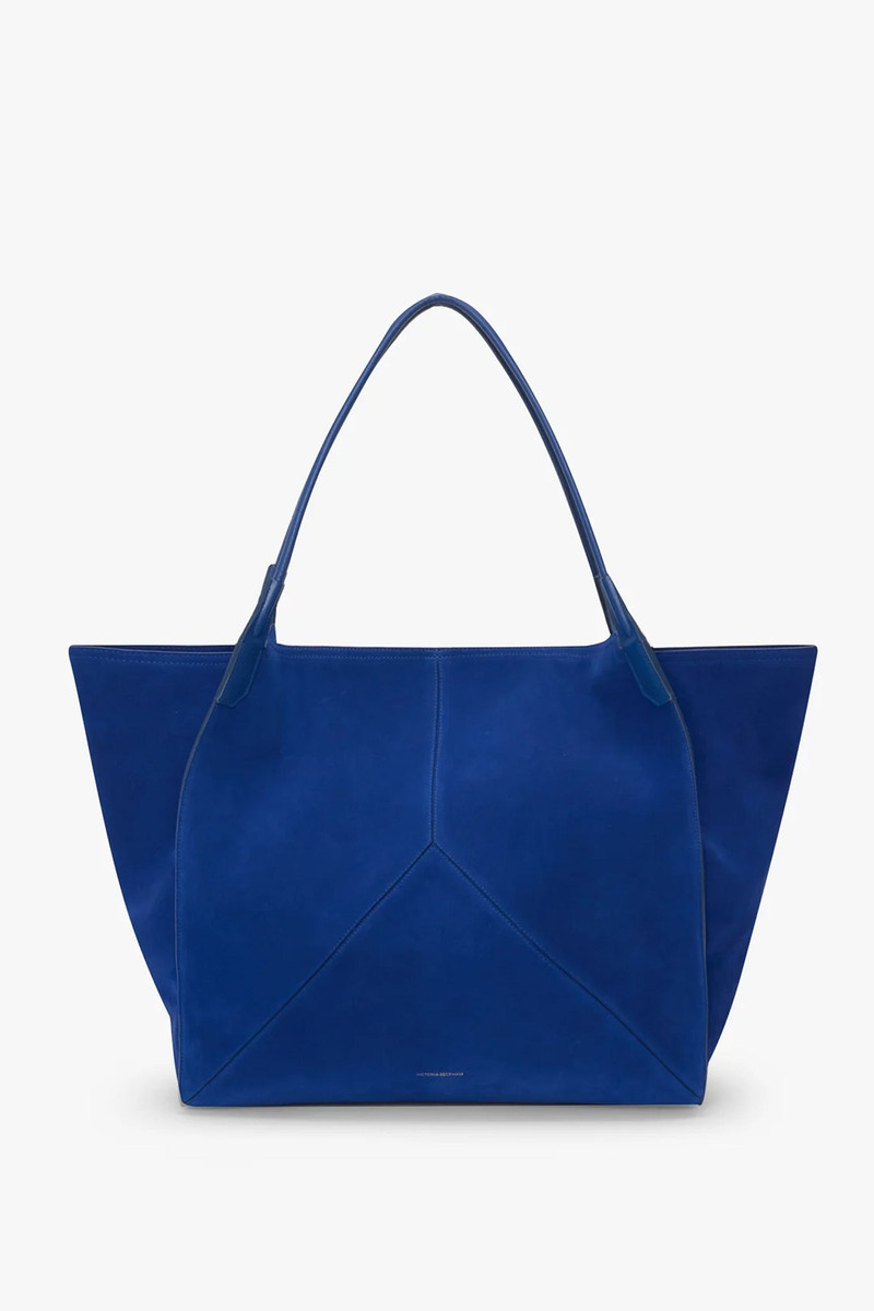 XL Victoria Tote In Sapphire Blue Suede 1