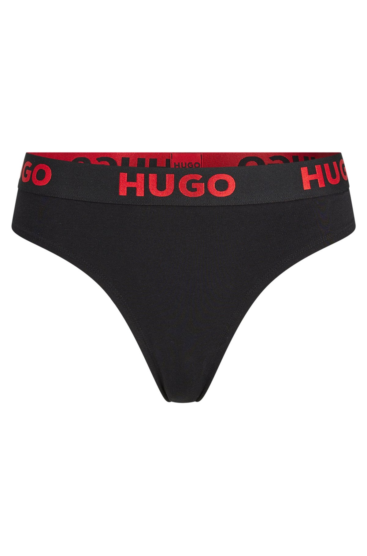 STRETCH-COTTON THONG WITH LOGO WAISTBAND - 1
