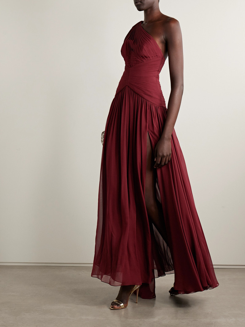 ELIE SAAB One-shoulder Draped Gathered Silk-georgette Gown outlook