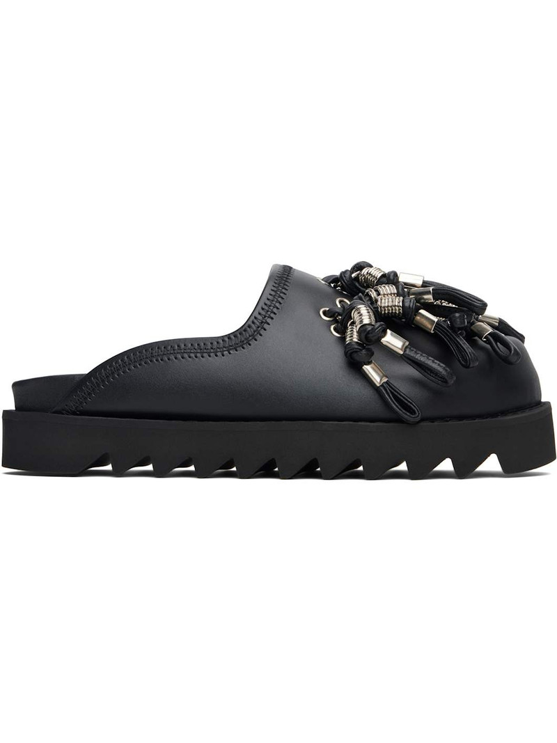 Black Beads Motif Sabot Slip-on Loafers 1