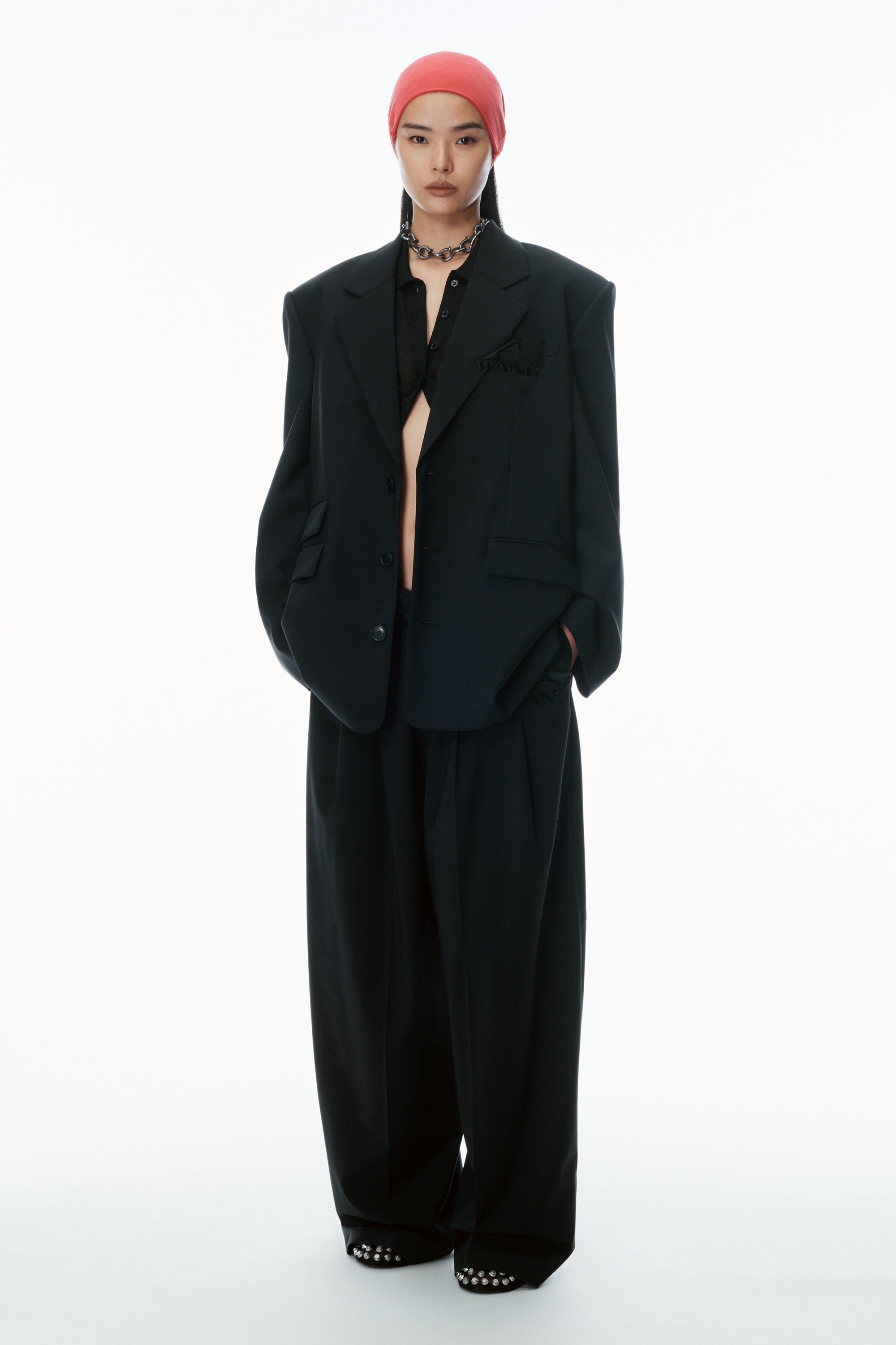 ジャケット Alexander Wang OVERSIZED BLAZER WITH LOGO (1WC2252641 001) Jacket Alexander Wang Alexander Wang Oversized Logo