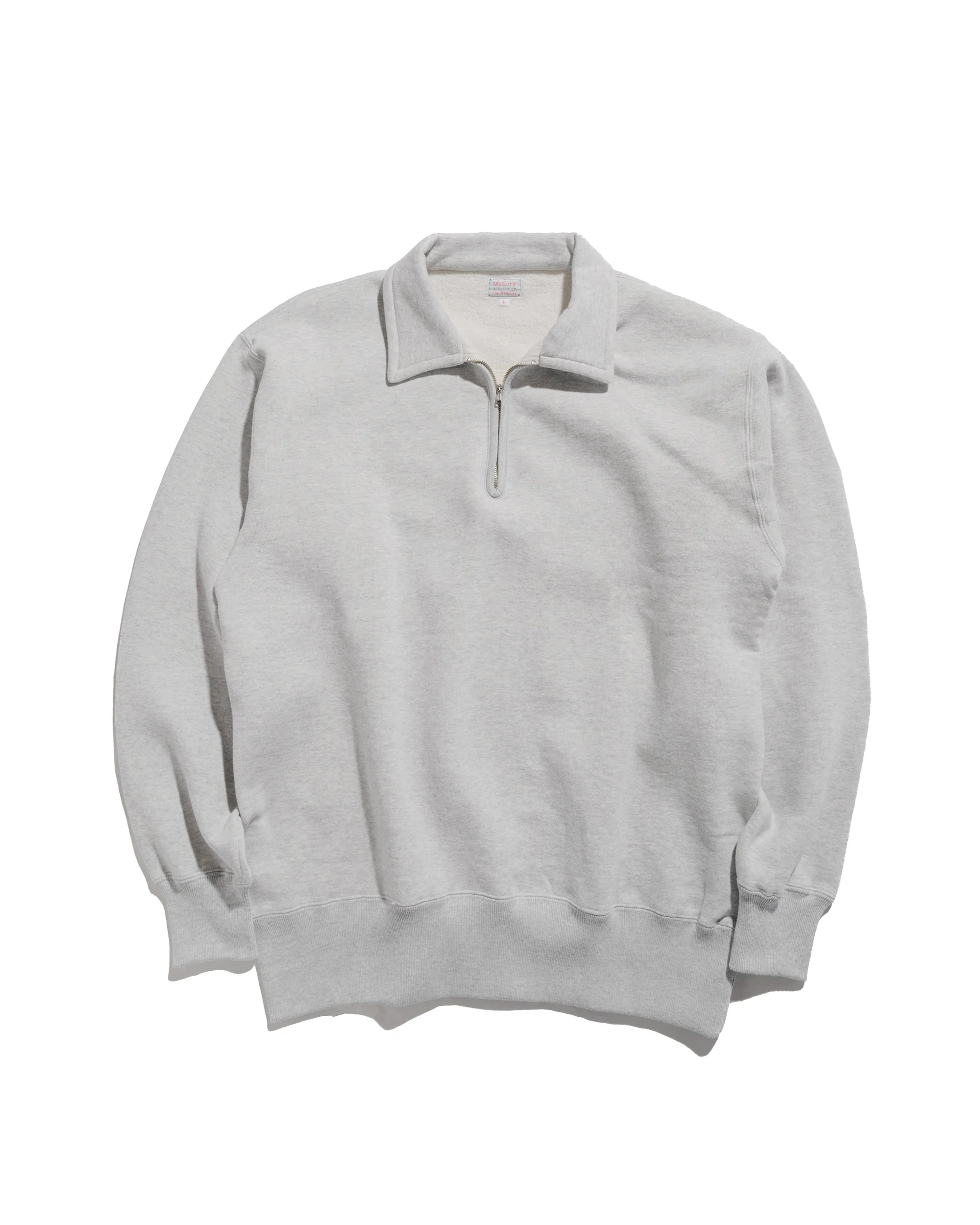 The Real McCoy’s MC24115 10 Oz. Loopwheel 1/4 Zip Sweatshirt Snow Gray - 1
