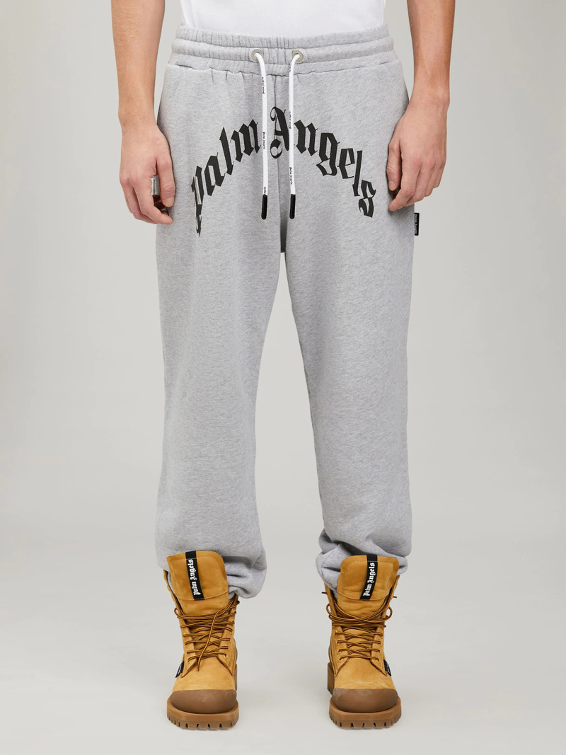 GREY CURVED LOGO SWEATPANTS 3