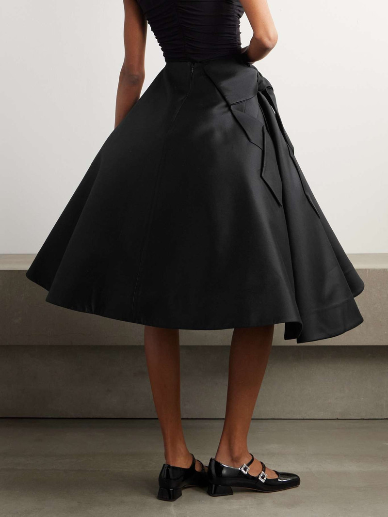 Bow-embellished wool and silk-blend twill midi skirt Black 3