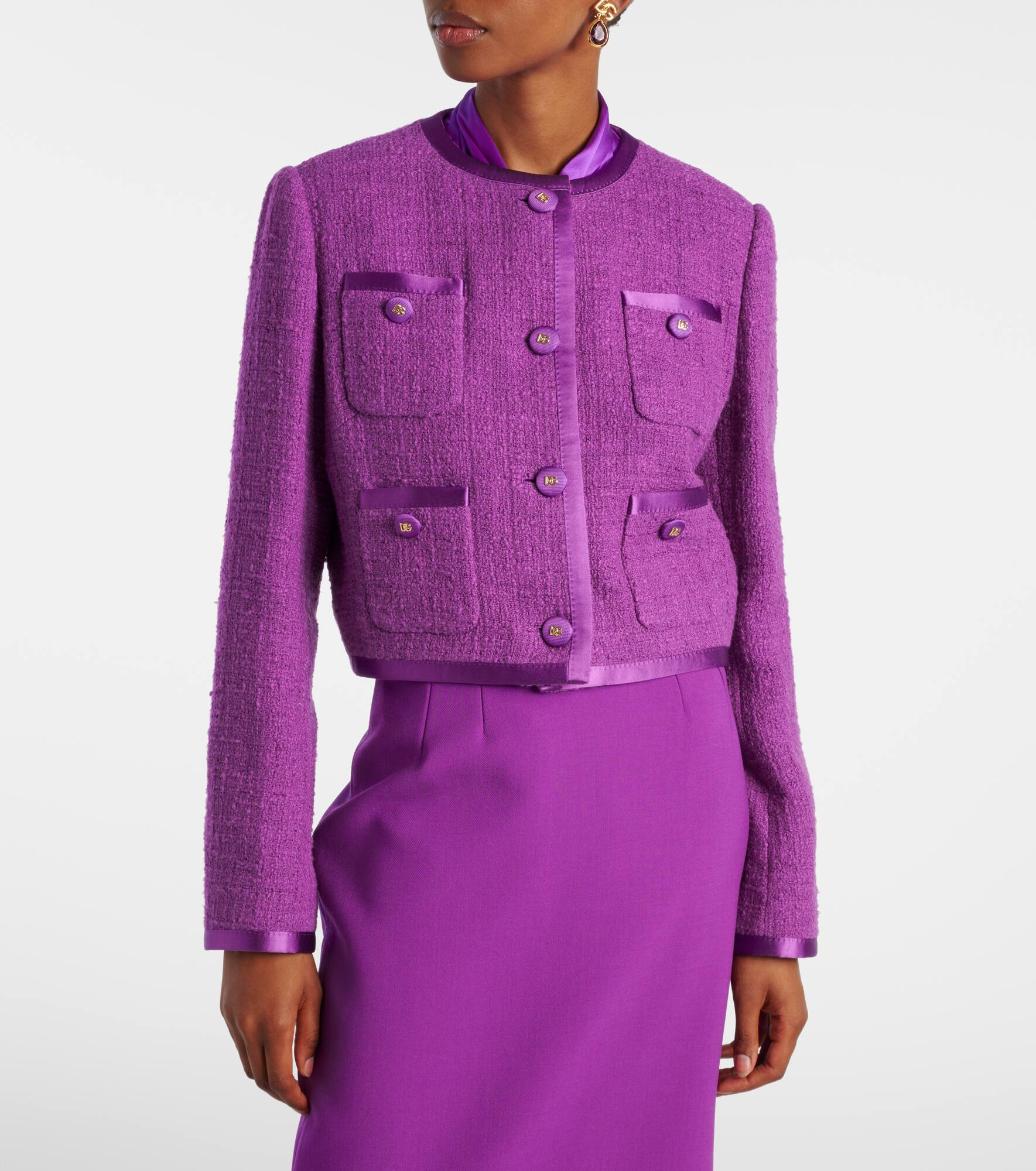 Cotton and silk-blend tweed jacket - 6