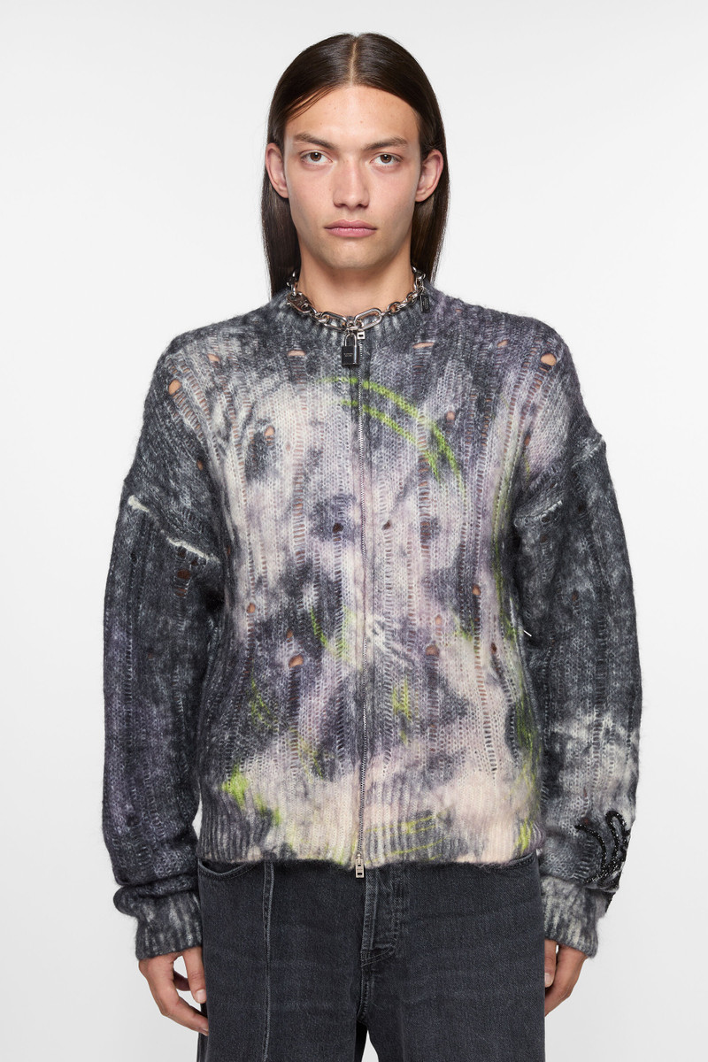 Acne Studios Printed knit cardigan - Black outlook