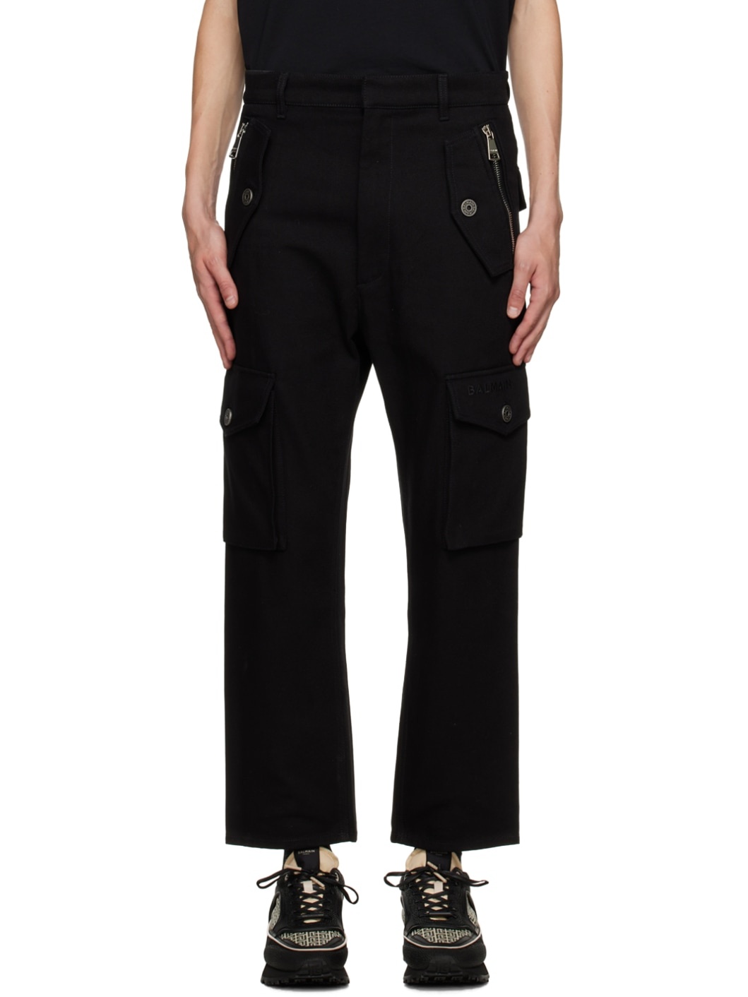 Black Zip Cargo Pants - 1