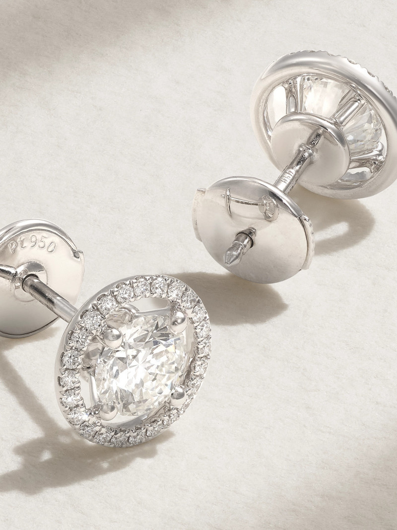 Aura Solitaire Platinum Diamond Earrings 3